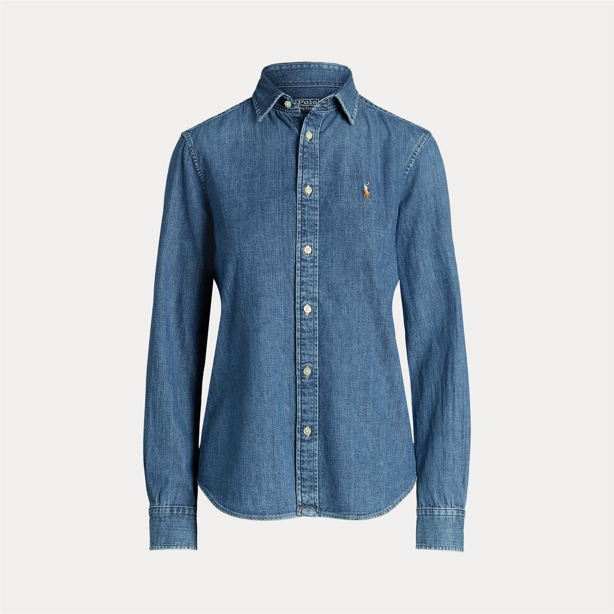 Denim Long Sleeve Button Front Shirt