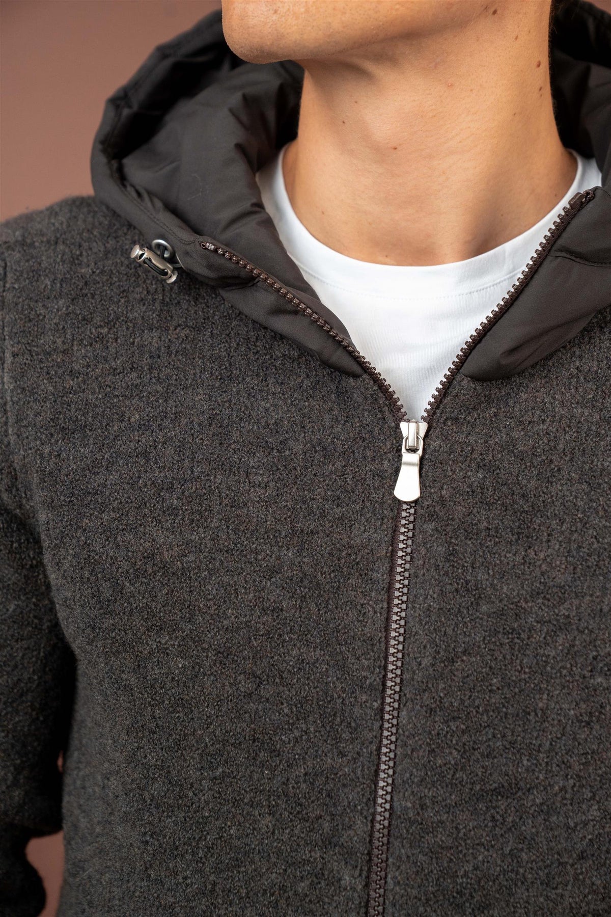 Jacket Nylon Hood - Dark Brown