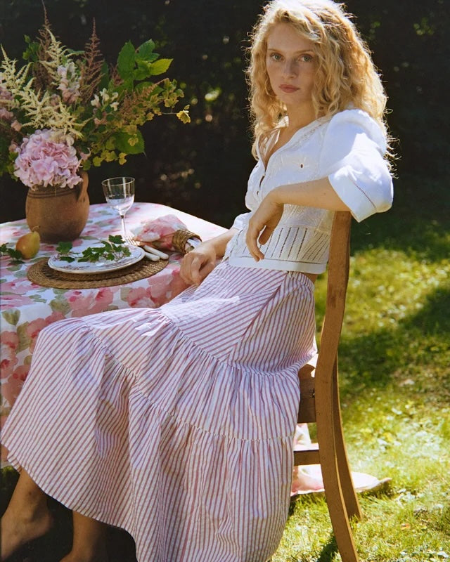 Seersucker Flounce Skirt