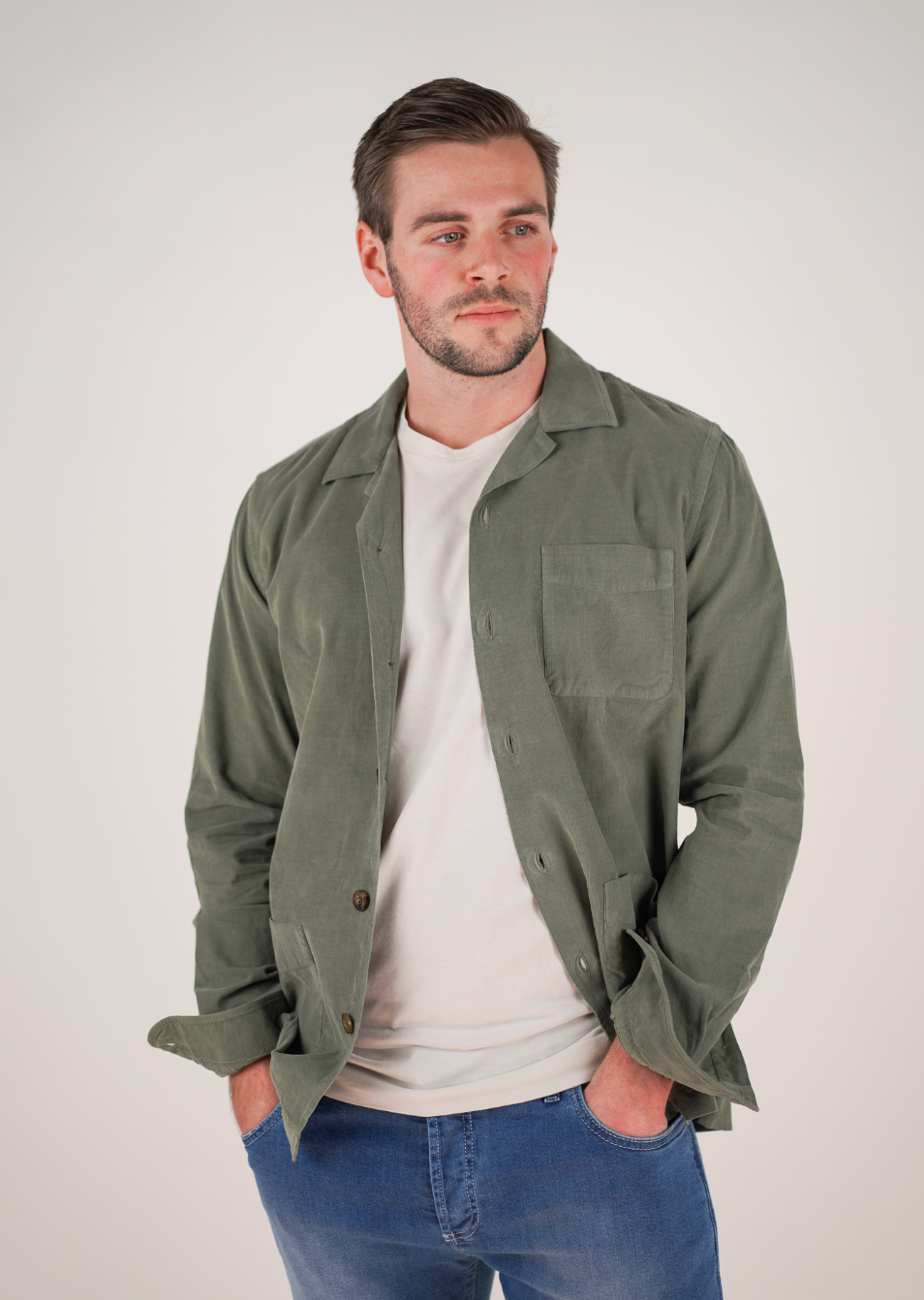 Overshirt Babycord grønn