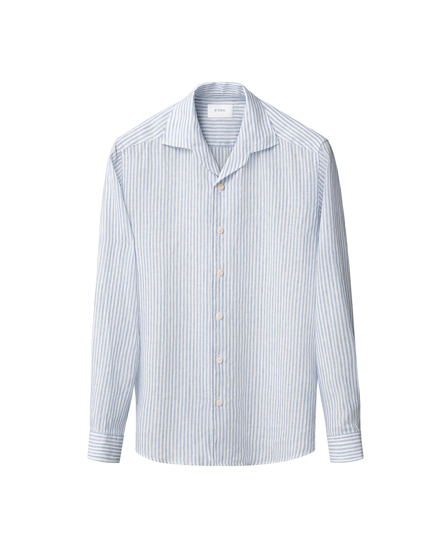 Striped Linen Shirt - Lyseblå