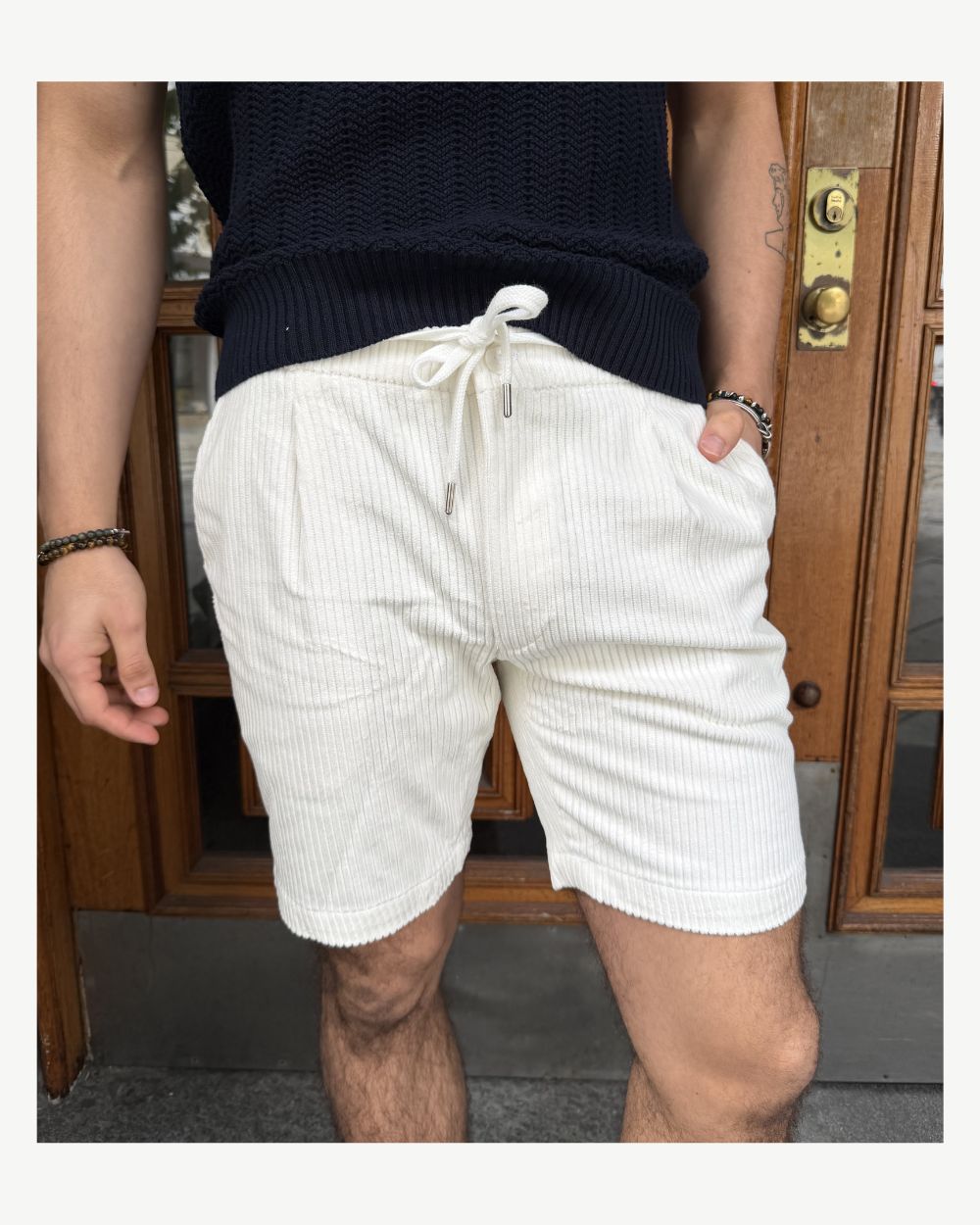 Cord Shorts - White