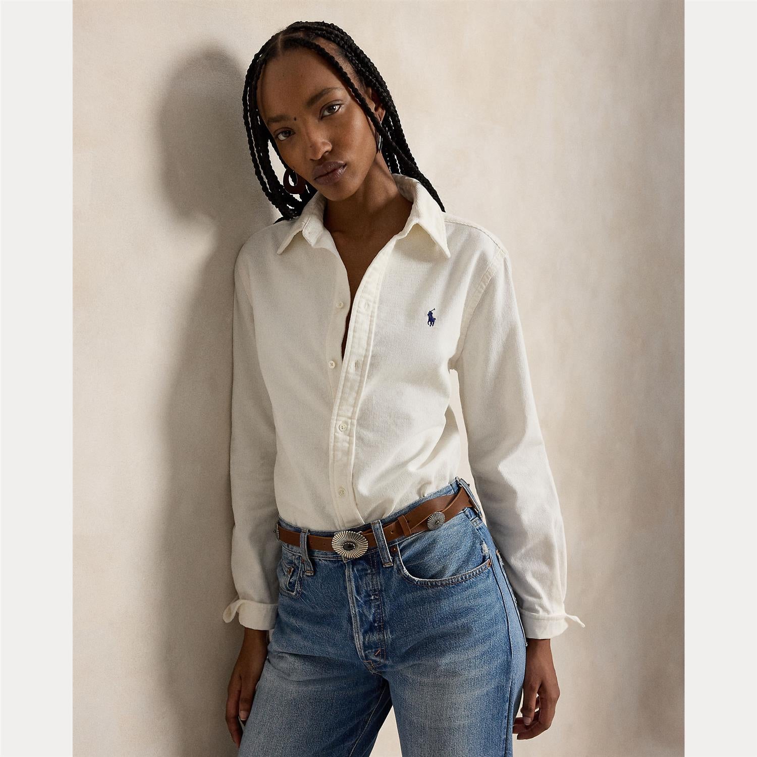 Classic Fit Cotton Corduroy Shirt Warm White