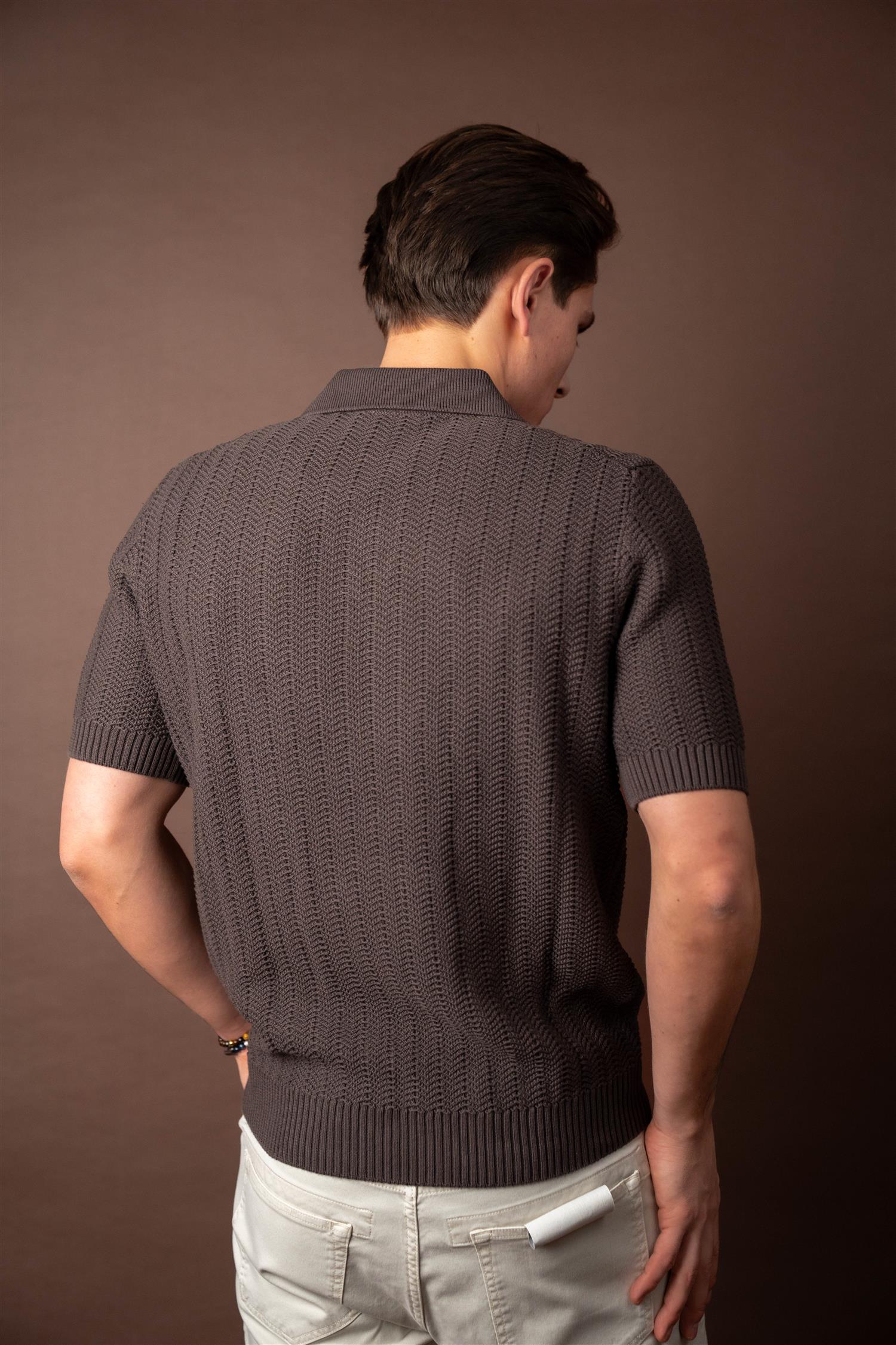 Knitted Polo - Brun