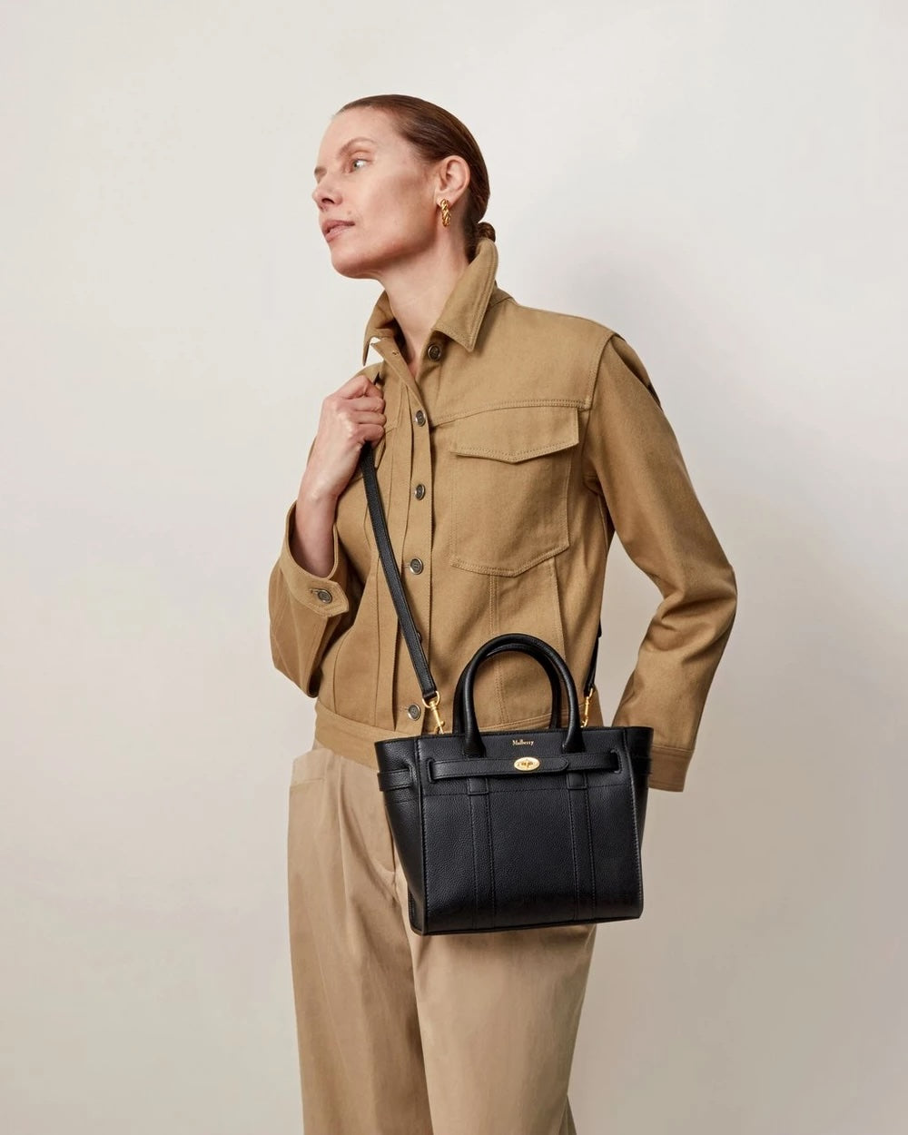 Mini Zipped Bayswater - Black Small Classic Grain
