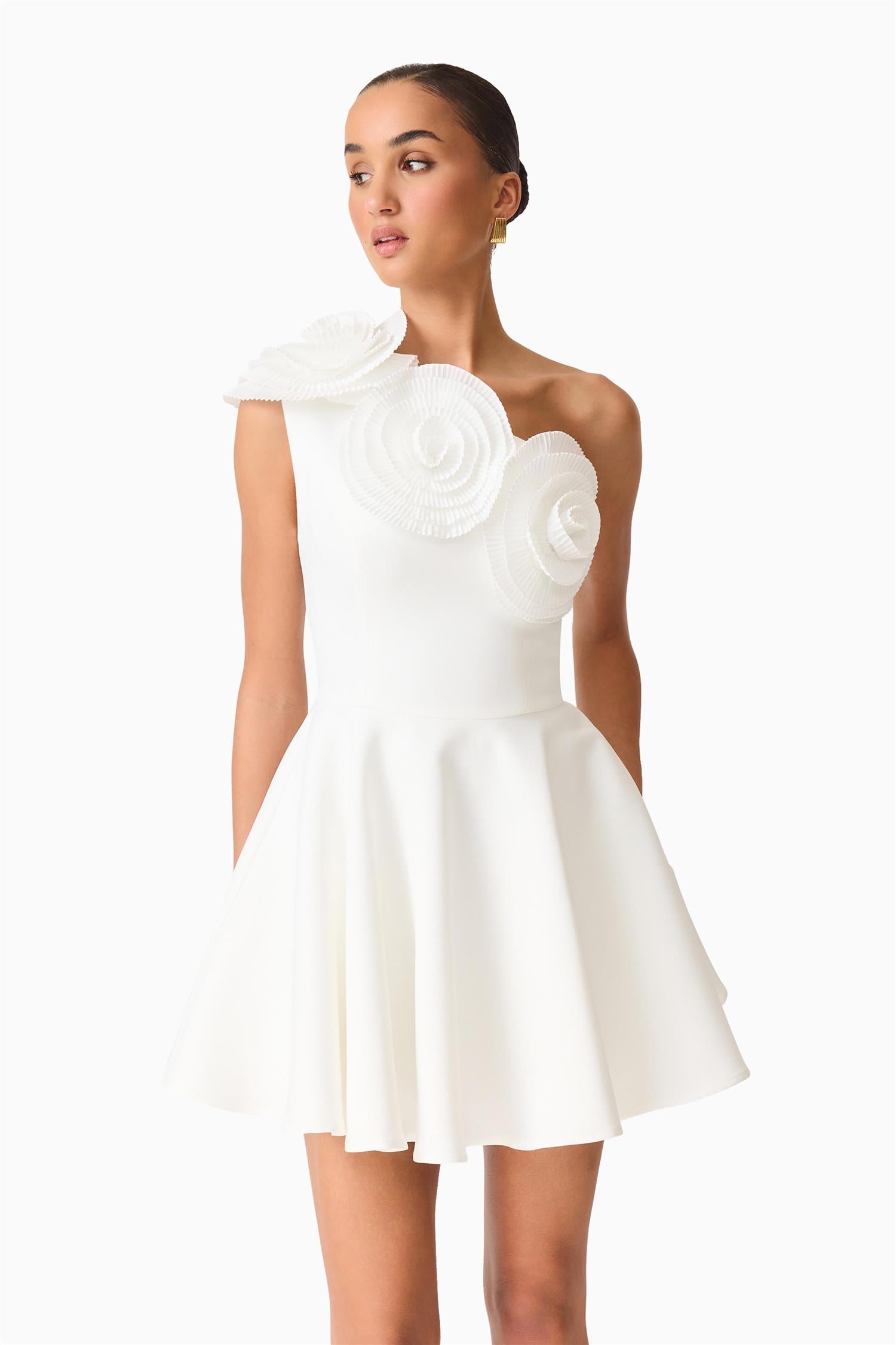 Noralyn One Shoulder Mini Dress White