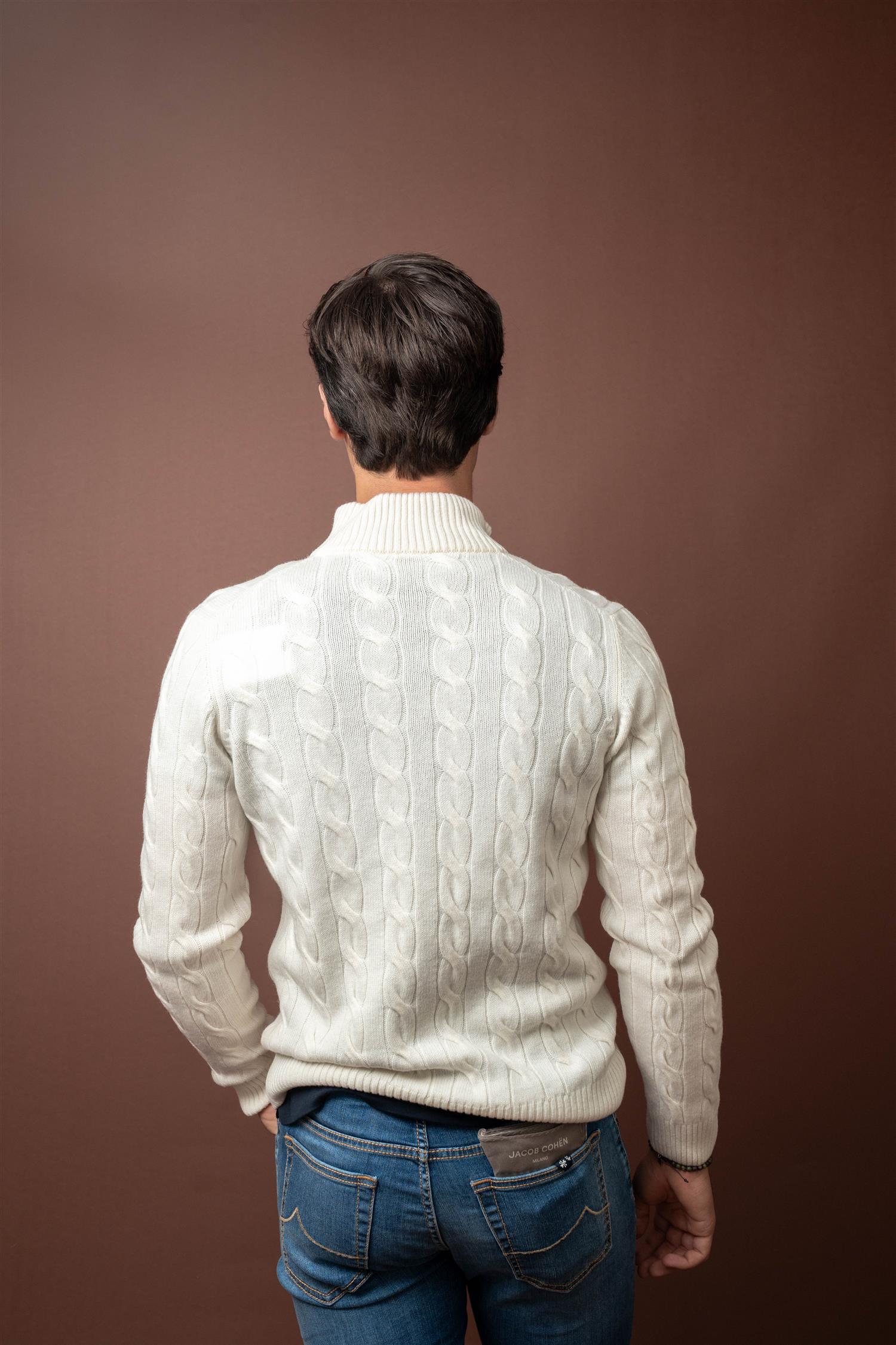 Cable Knitted Lana Cashmere - White