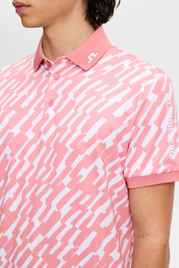 Tour Tech Print Polo - Oak Flamingo