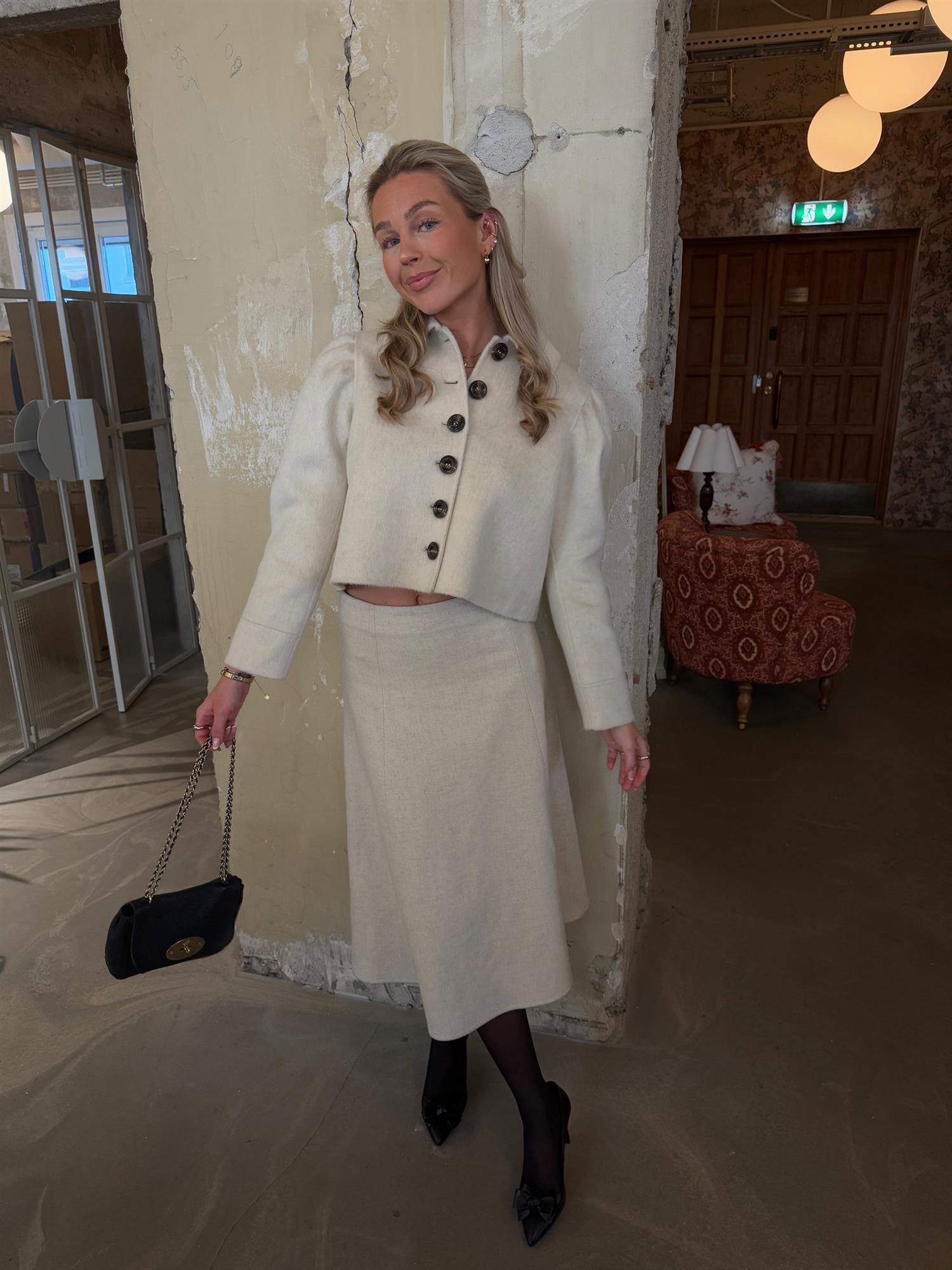 Tailored Midi Skirt Vintage White