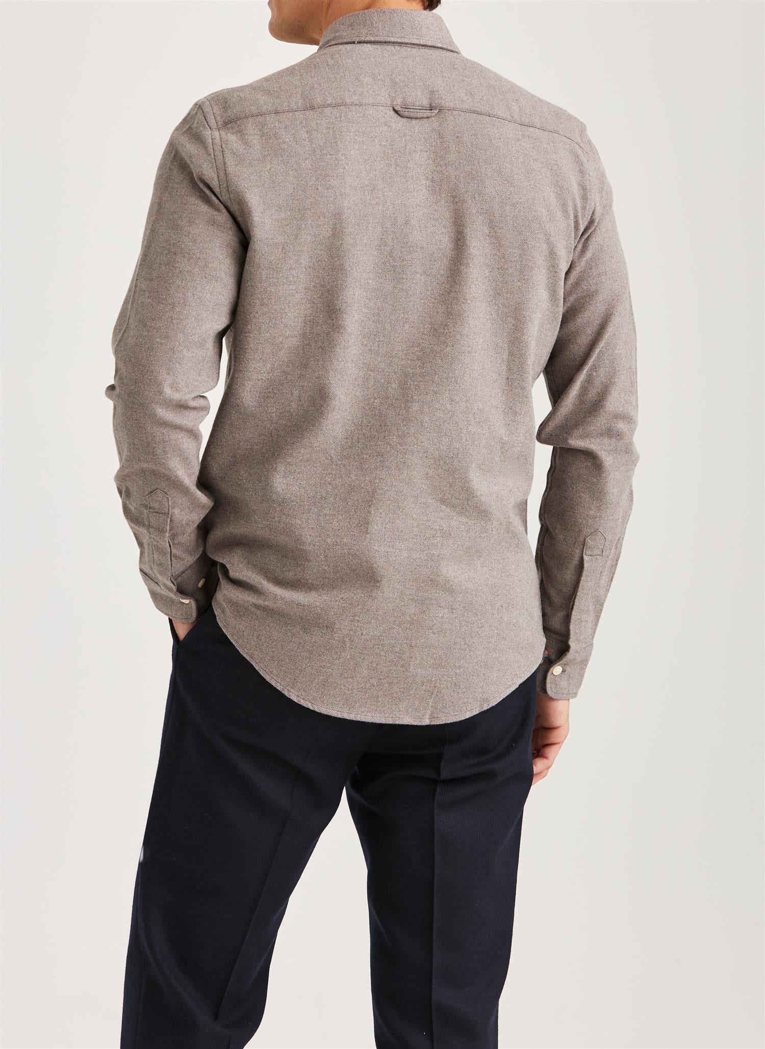 Twill Flannel Shirt - Brown