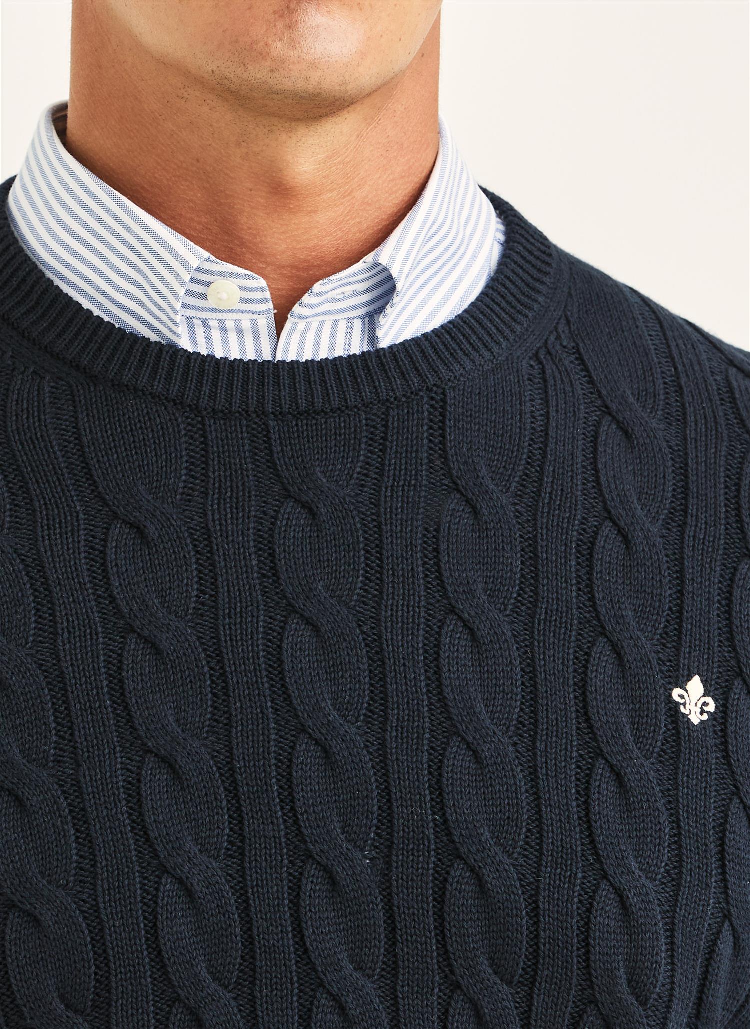 Ethan Cable Oneck - Old Blue