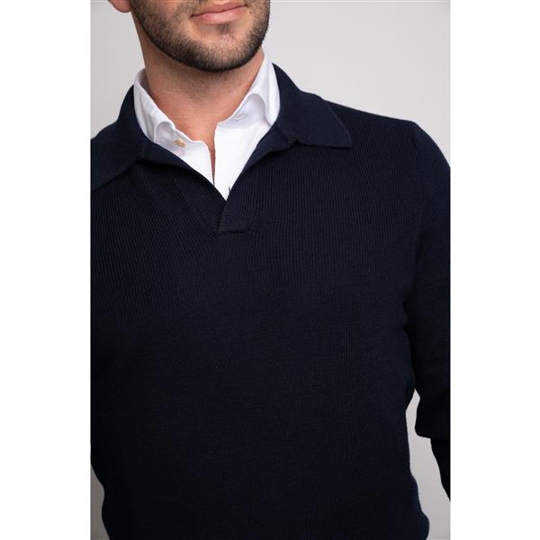 LS Merino Polo - Navy