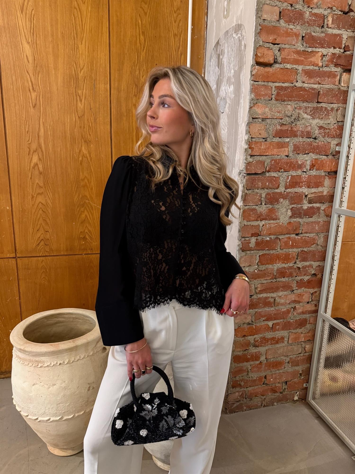 Striped Organza Lace Shirt