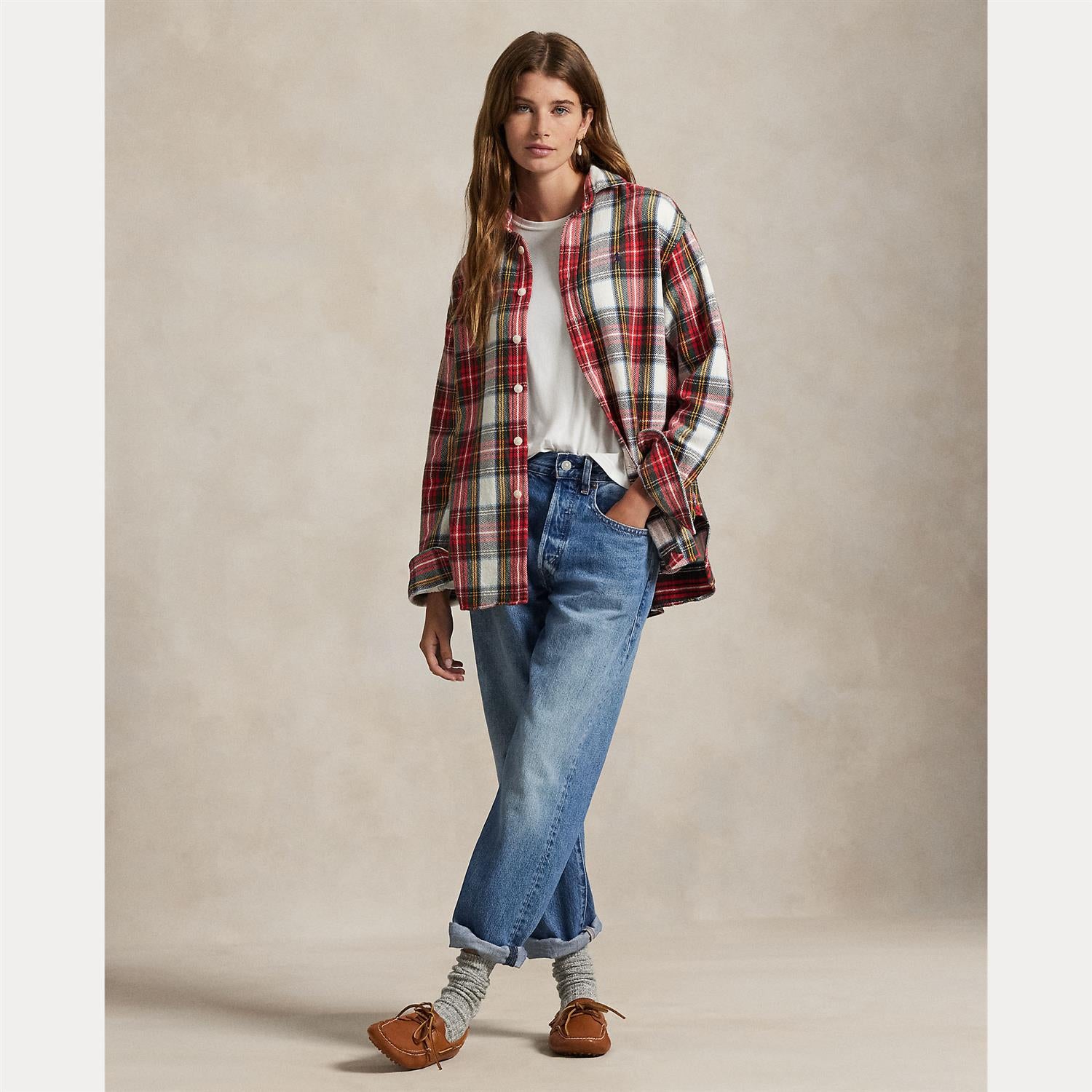 Relaxed Fit Plaid Cotton Twill Shirt