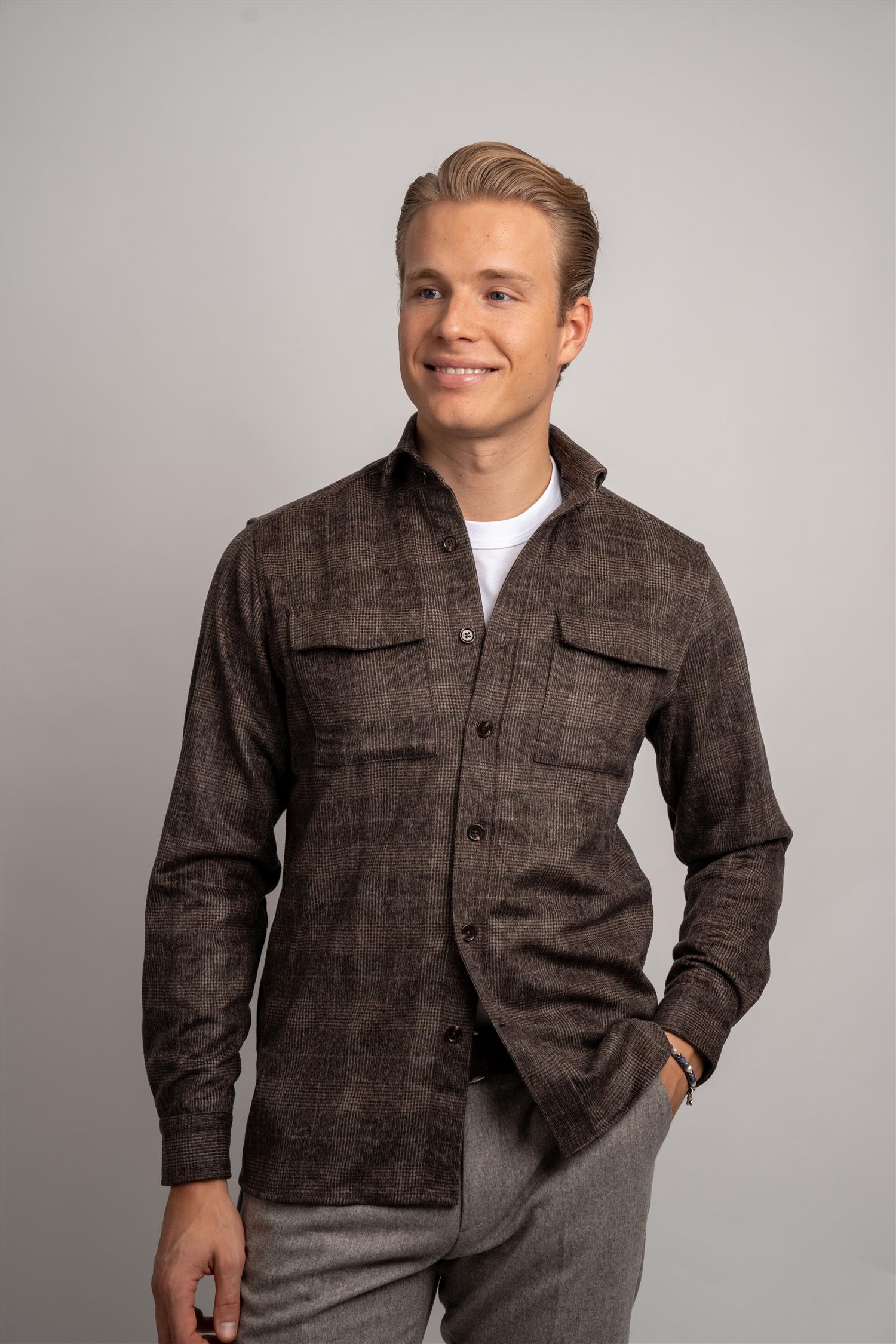 Wool Overshirt - Brown Check
