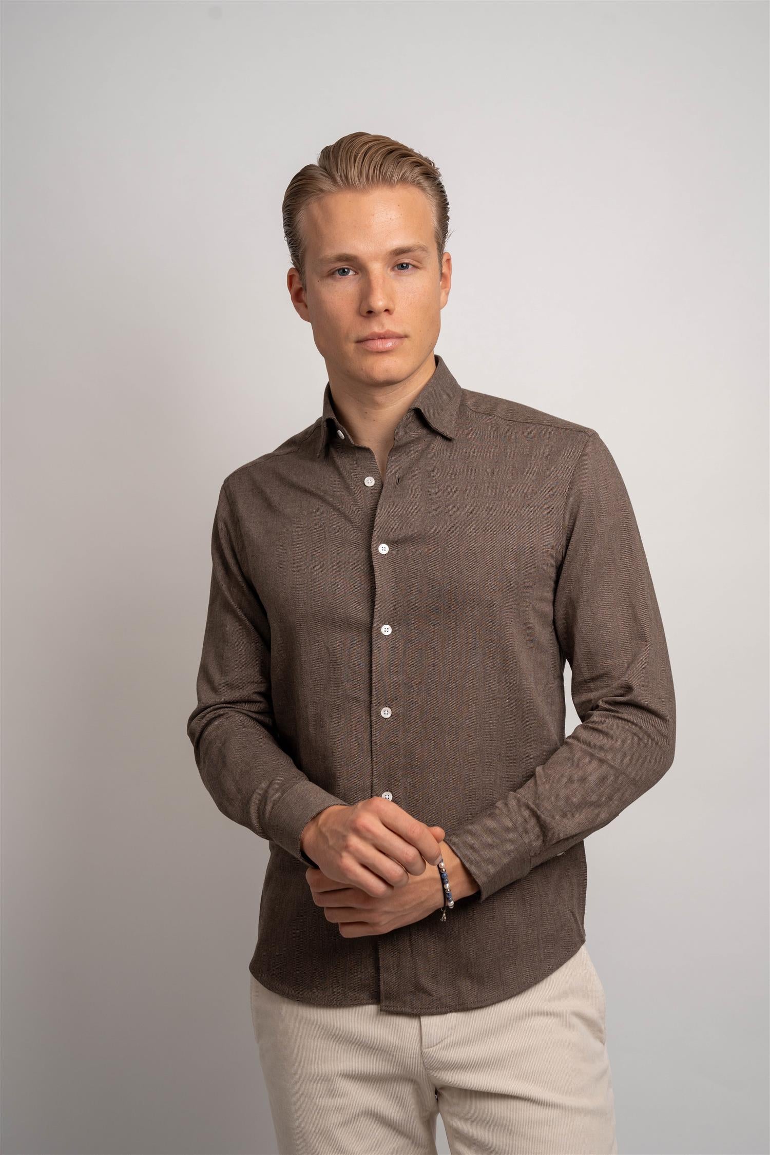 Rustic Flannel Shirt - Brown