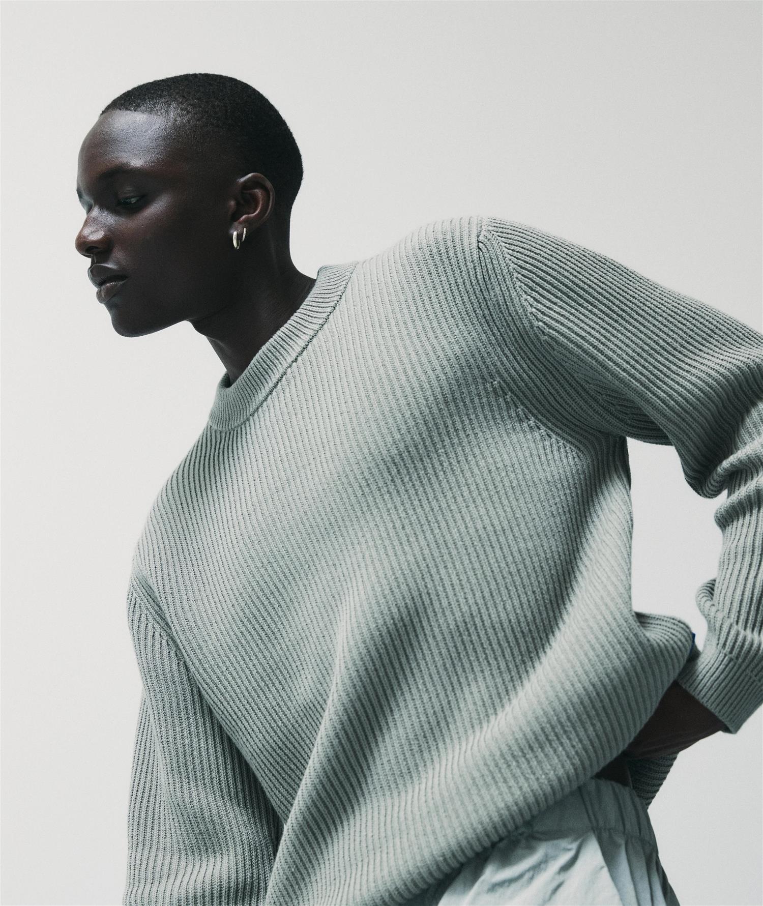 Boxy Cotton Knit - Dusty Green