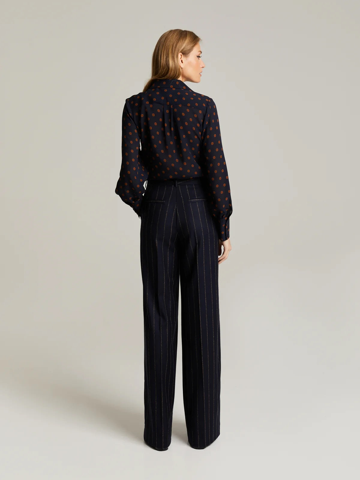 Katya Trousers - Navy/Camel
