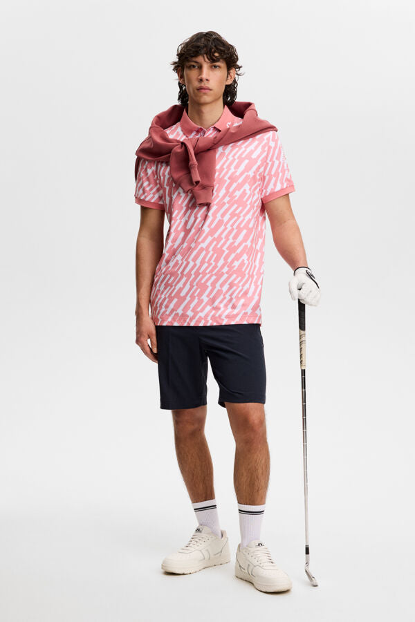 Tour Tech Print Polo - Oak Flamingo
