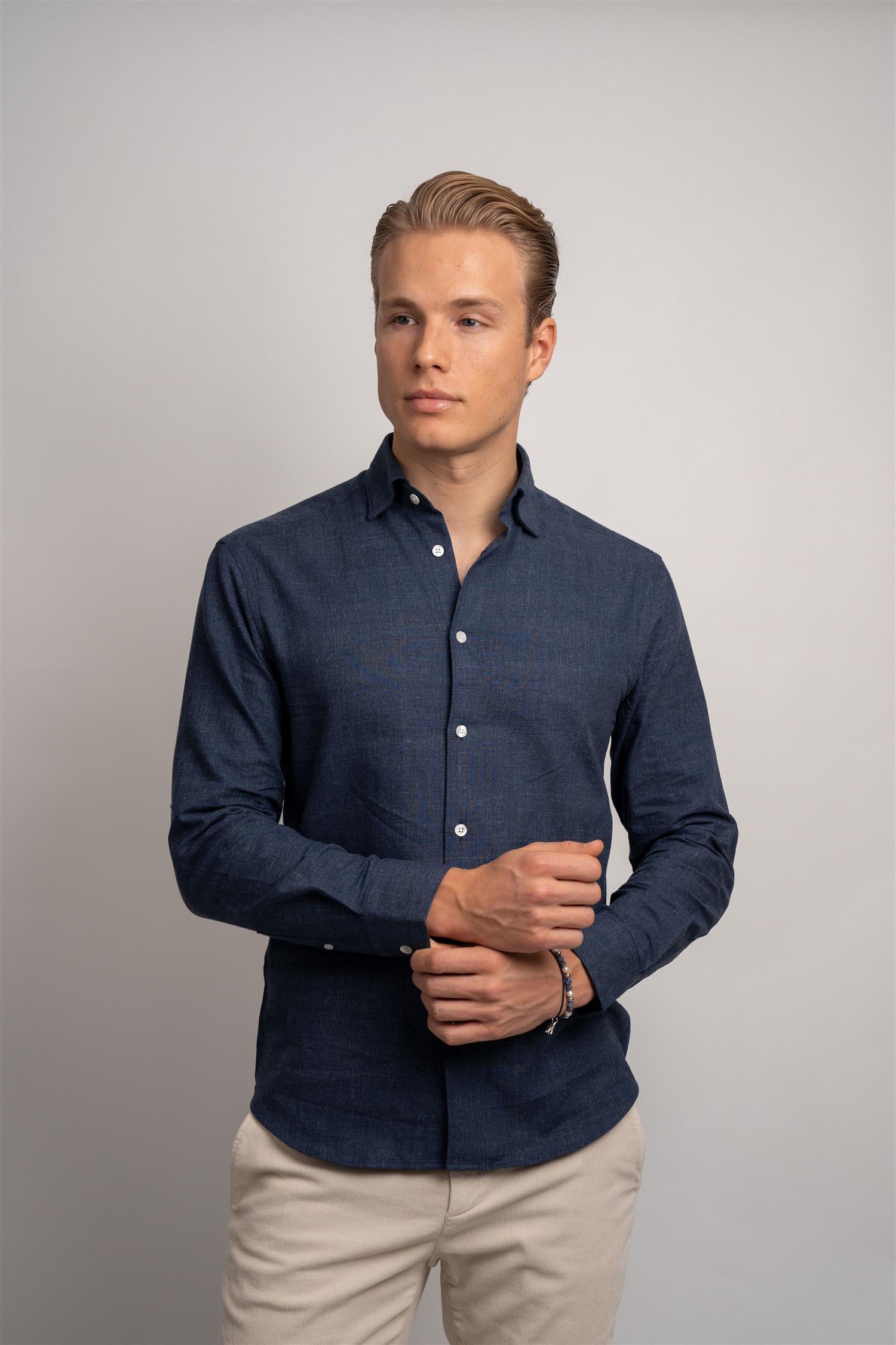 Rustic Flannel Shirt - Navy
