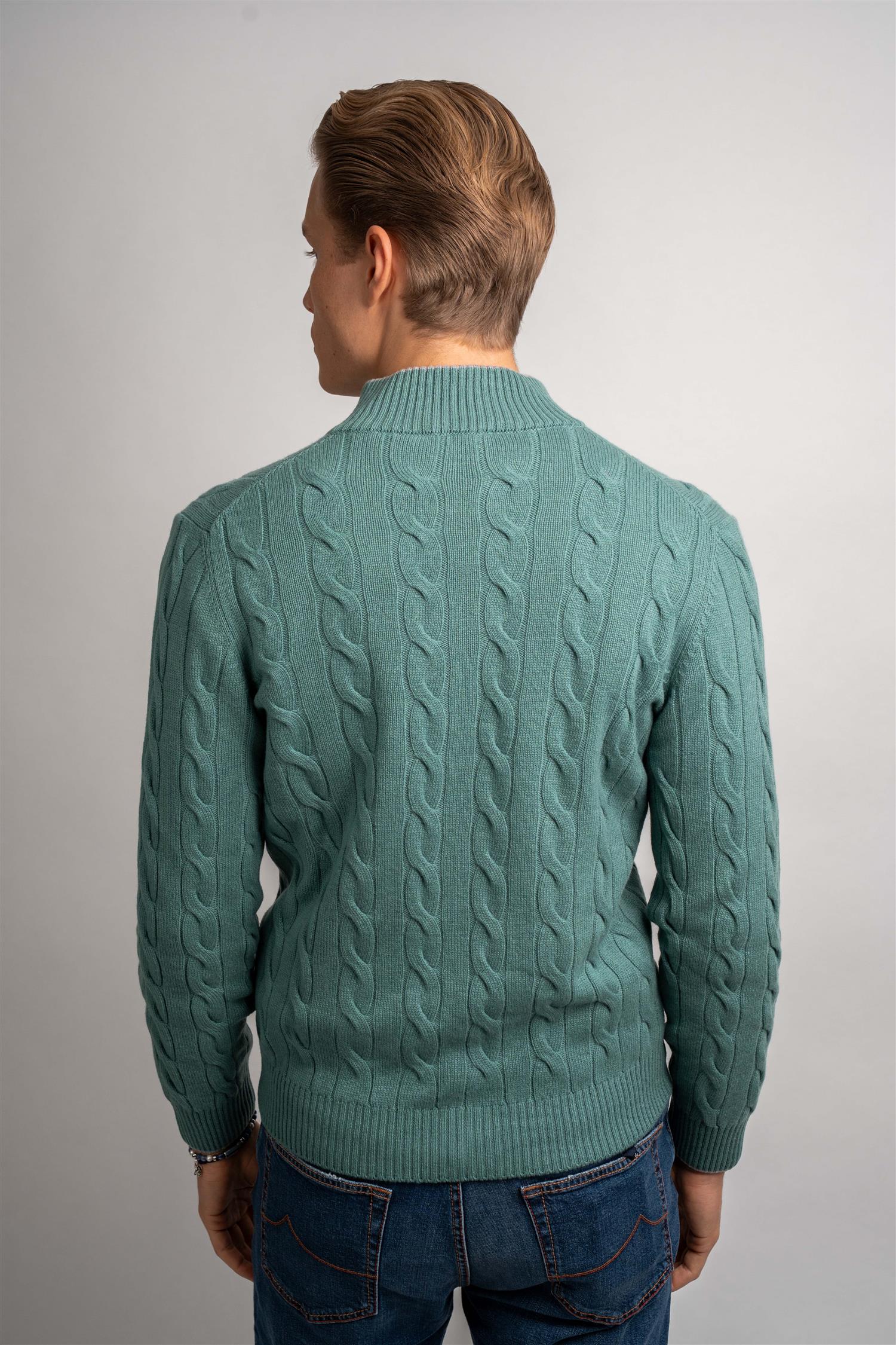 Cable Knitted Cashmere - Mid Green
