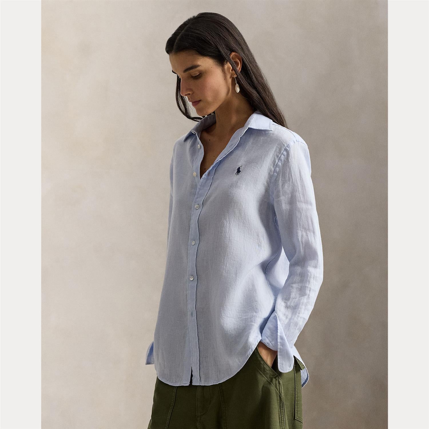 Classic Fit Linen Shirt Oxford Blue
