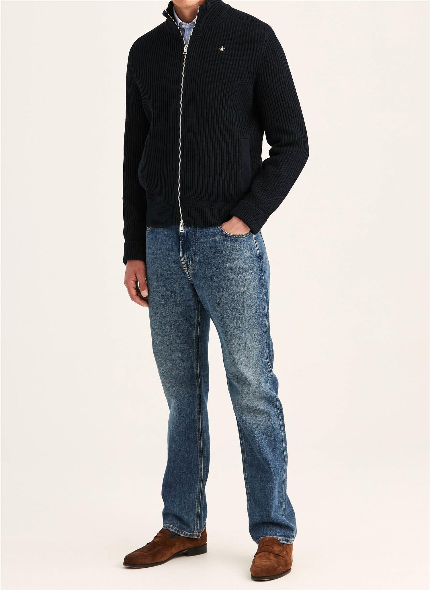Duncan Zip Cardigan - Blue