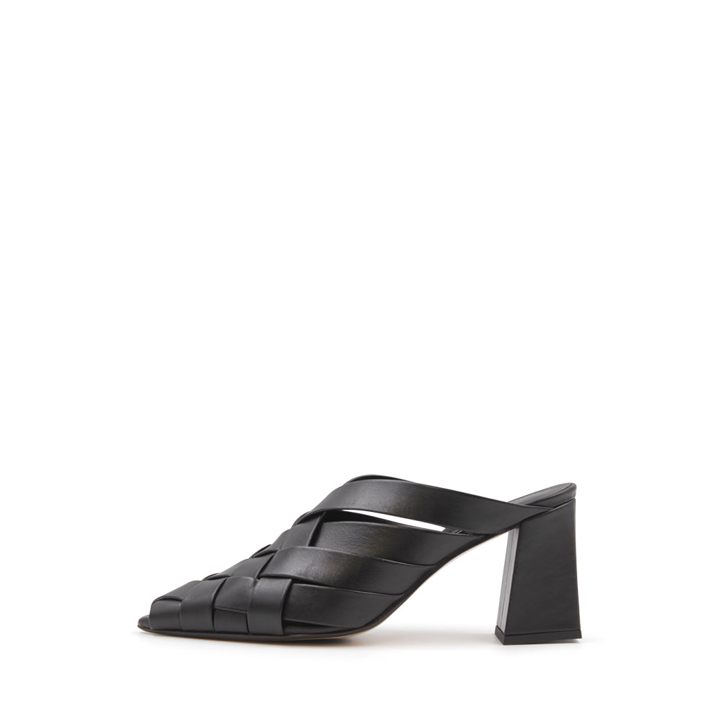Braided Leather Heel Black