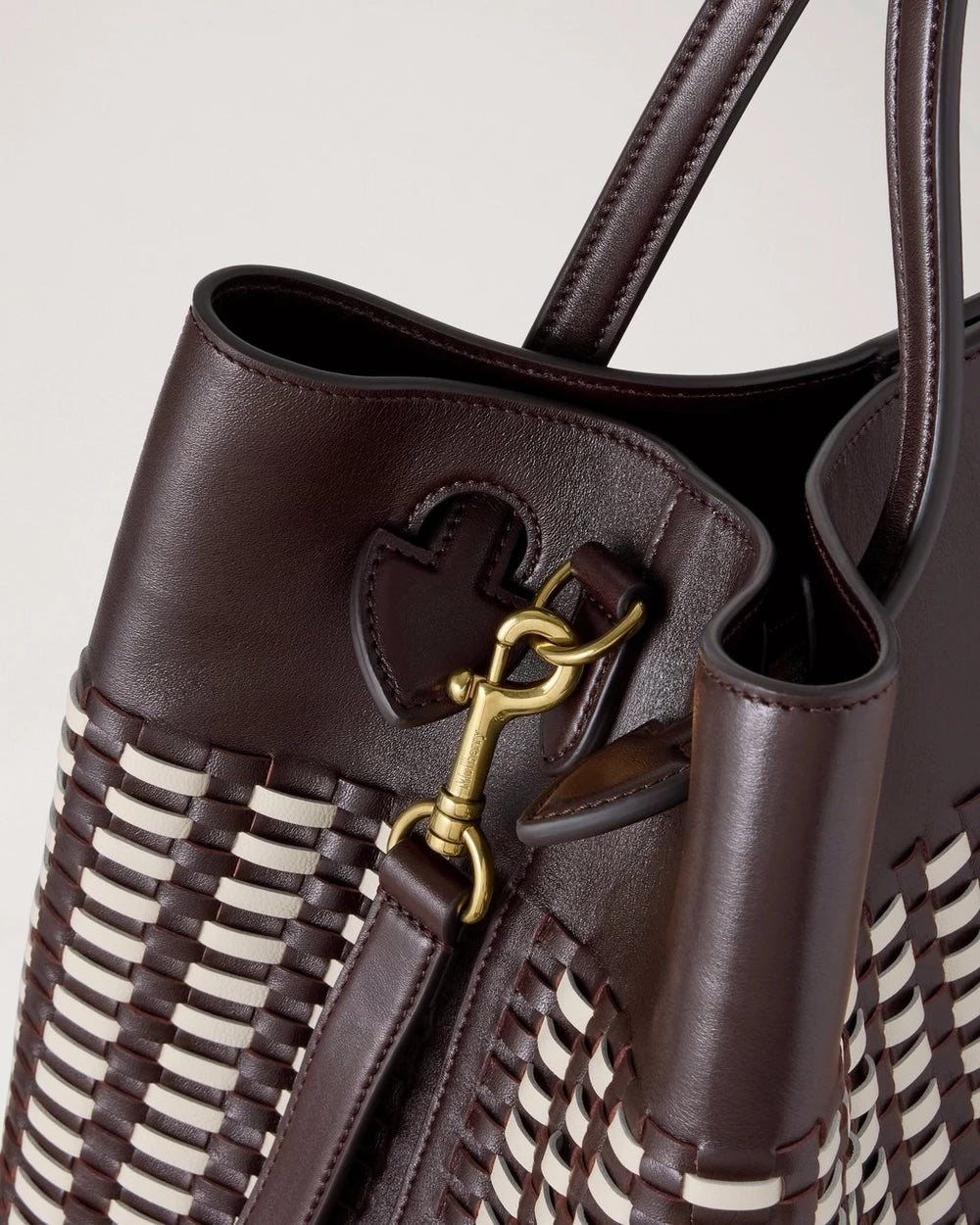 Woven Leather Tote Ebony-Eggshell