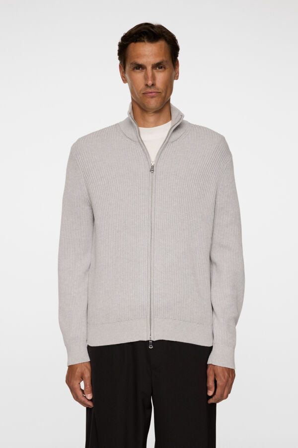 Alexis Full Zip Cardigan - Light Grey Melange