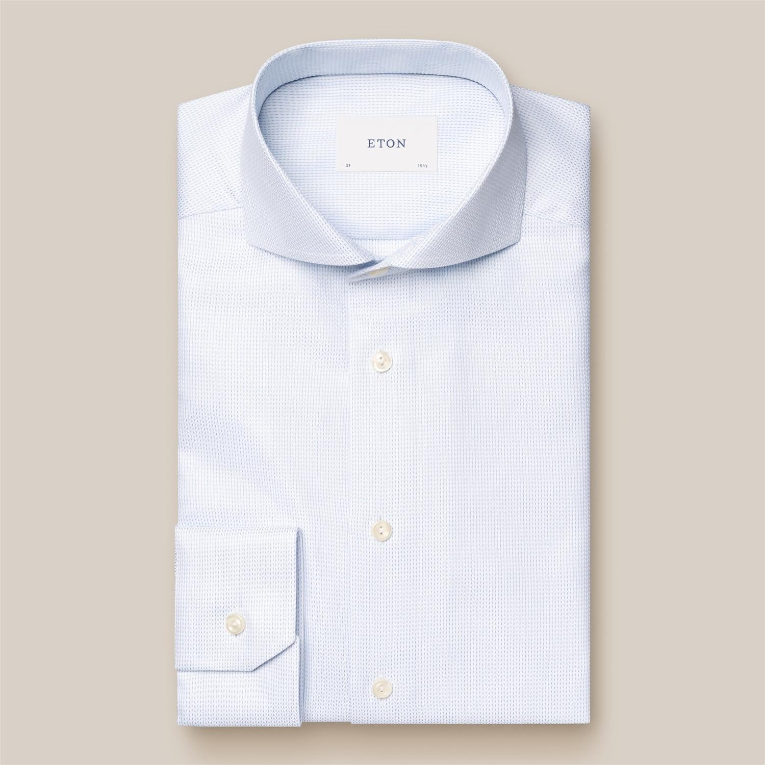 Slim - Herringbone Dobby Shirt - Light Blue