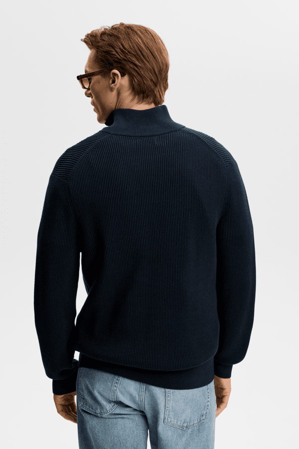 Alex Half Zip Knitted Sweater - Navy