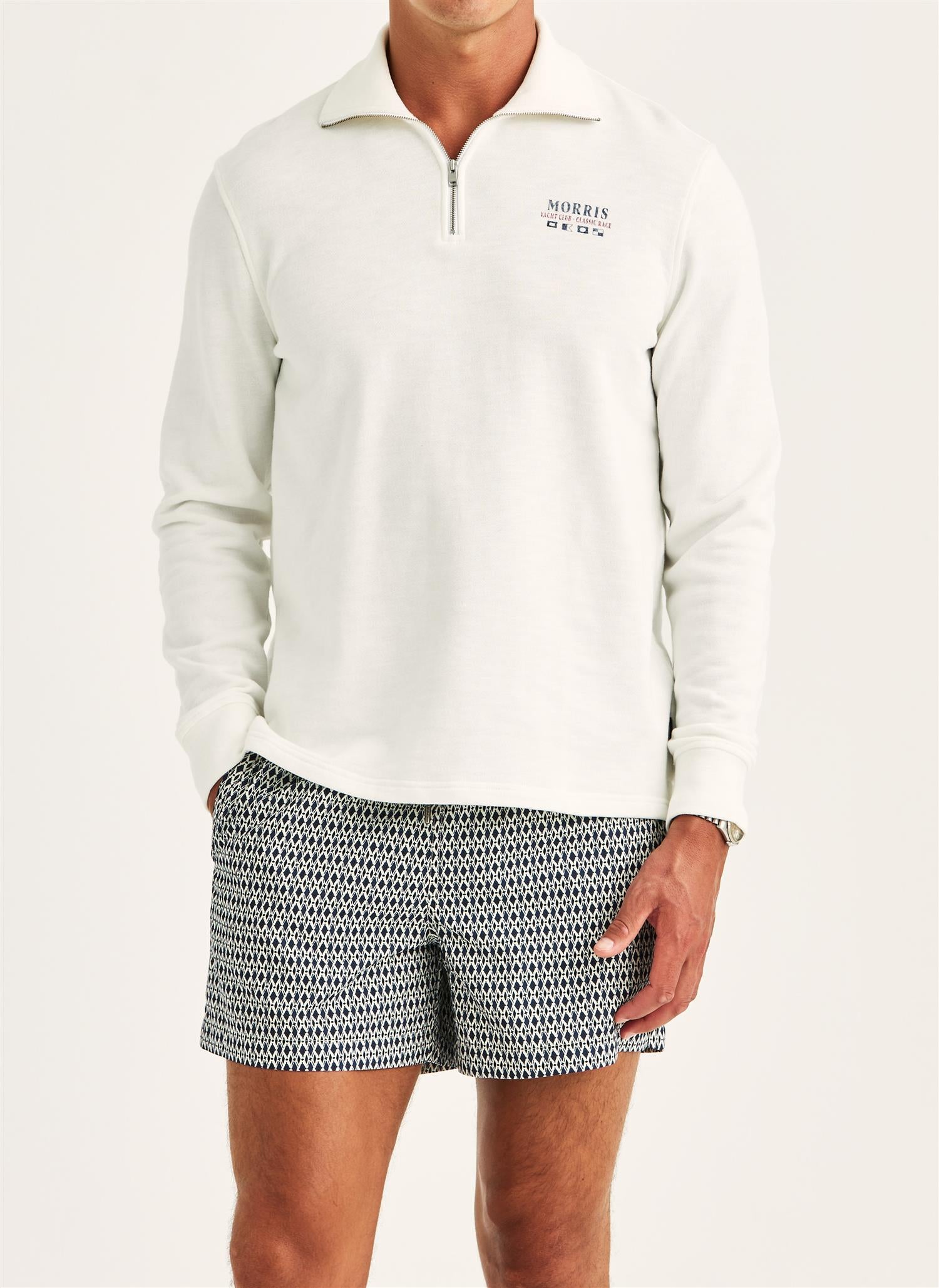 Northcott Slub Half Zip - Off WHite