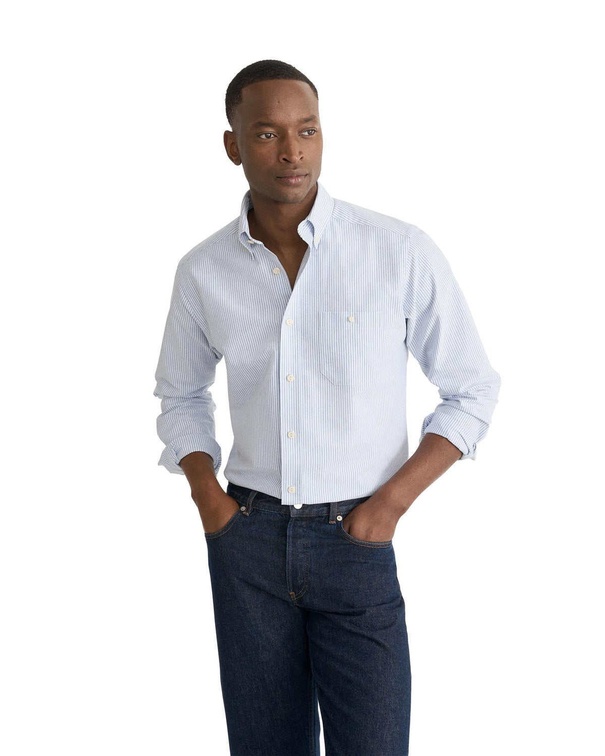 Striped Oxford Shirt- Light blue