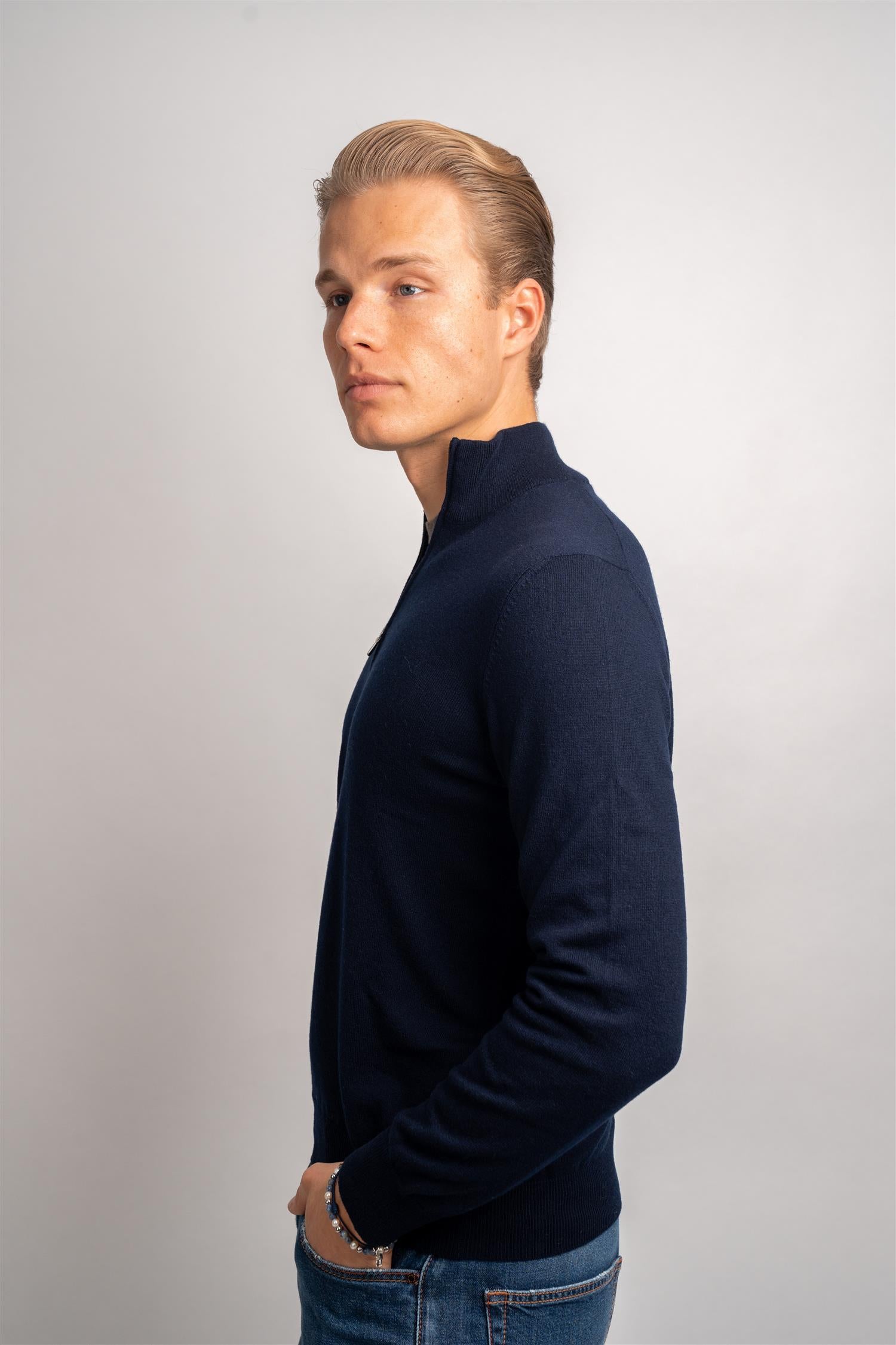 Half Zip Cashmere - Navy