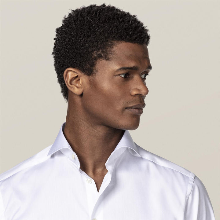 Super Slim White Signature Twill Shirt - Extreme Cut Away Single