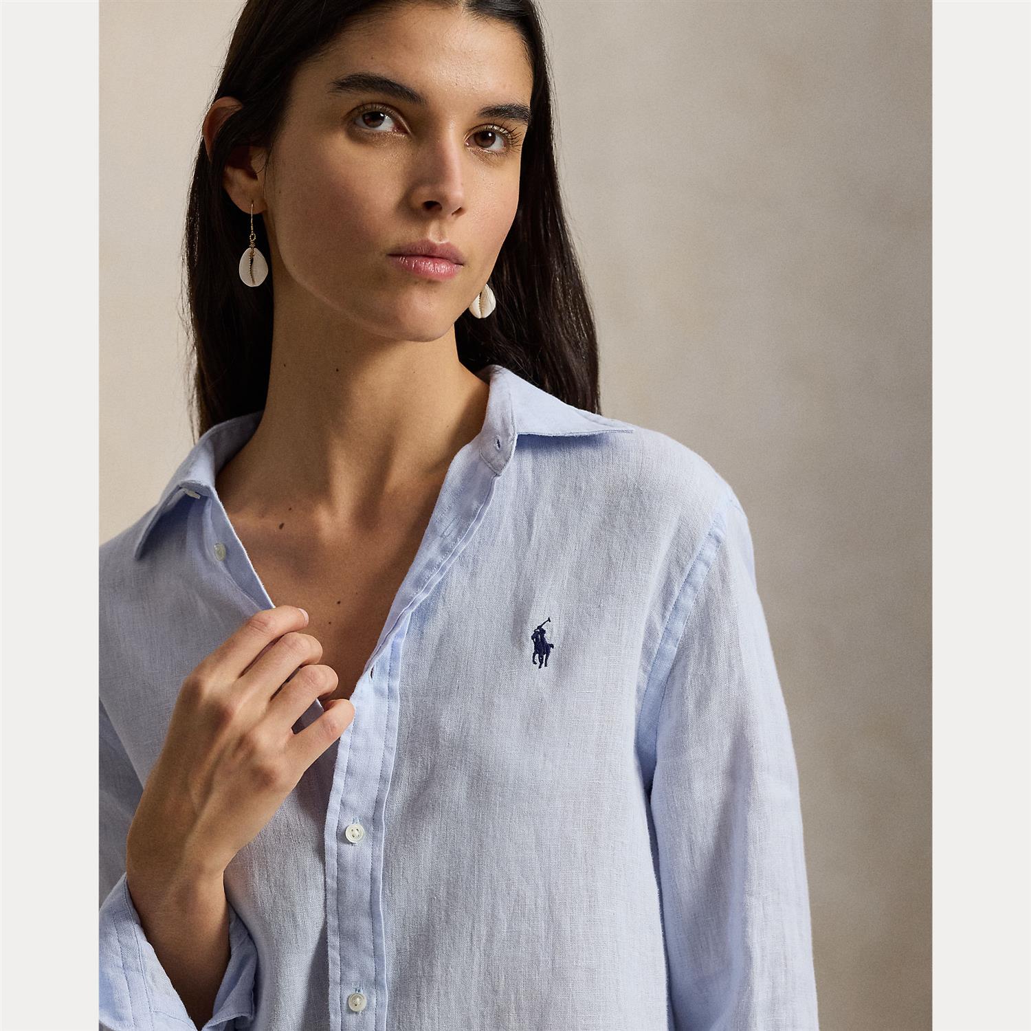 Classic Fit Linen Shirt Oxford Blue