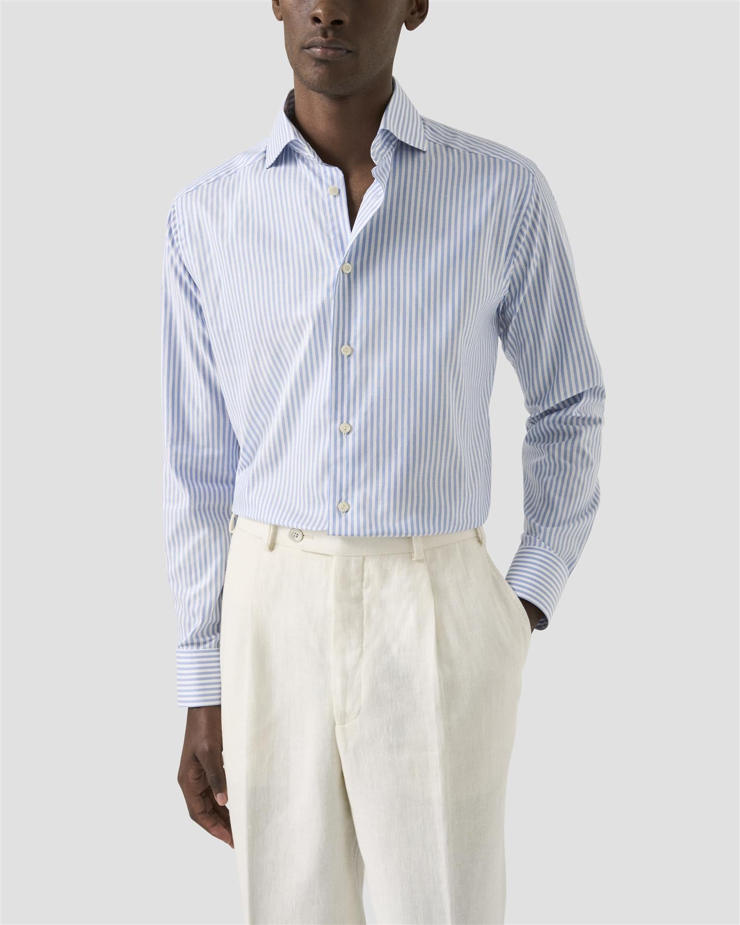 Contemp Striped Signature Oxford Shirt . Light Blue