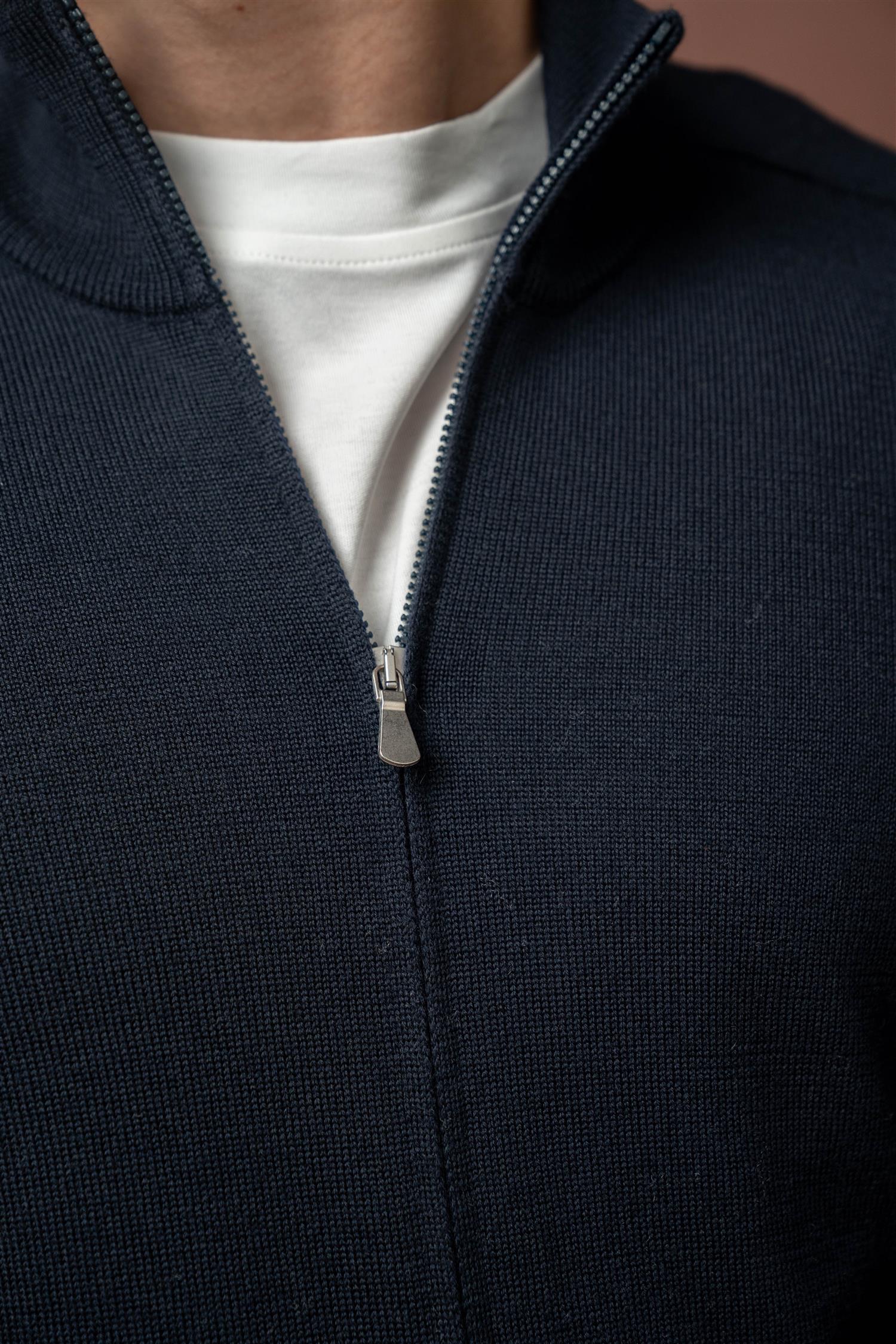 Full Zip Rain Wool - Navy