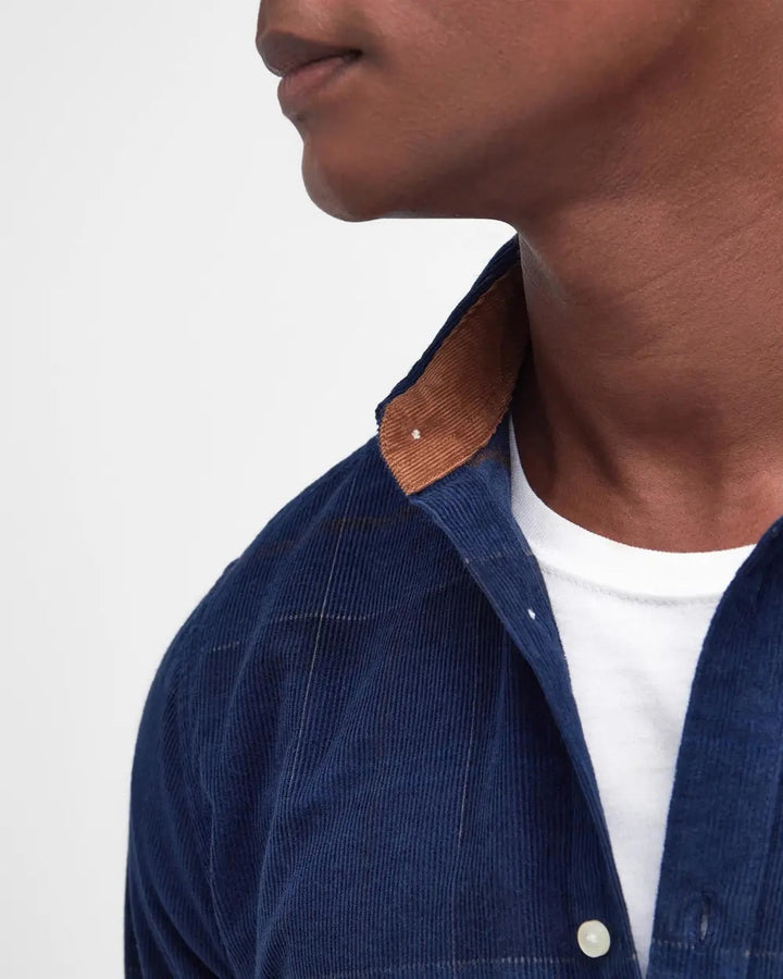 Blair Tailored Tartan Cord Shirt - Navy