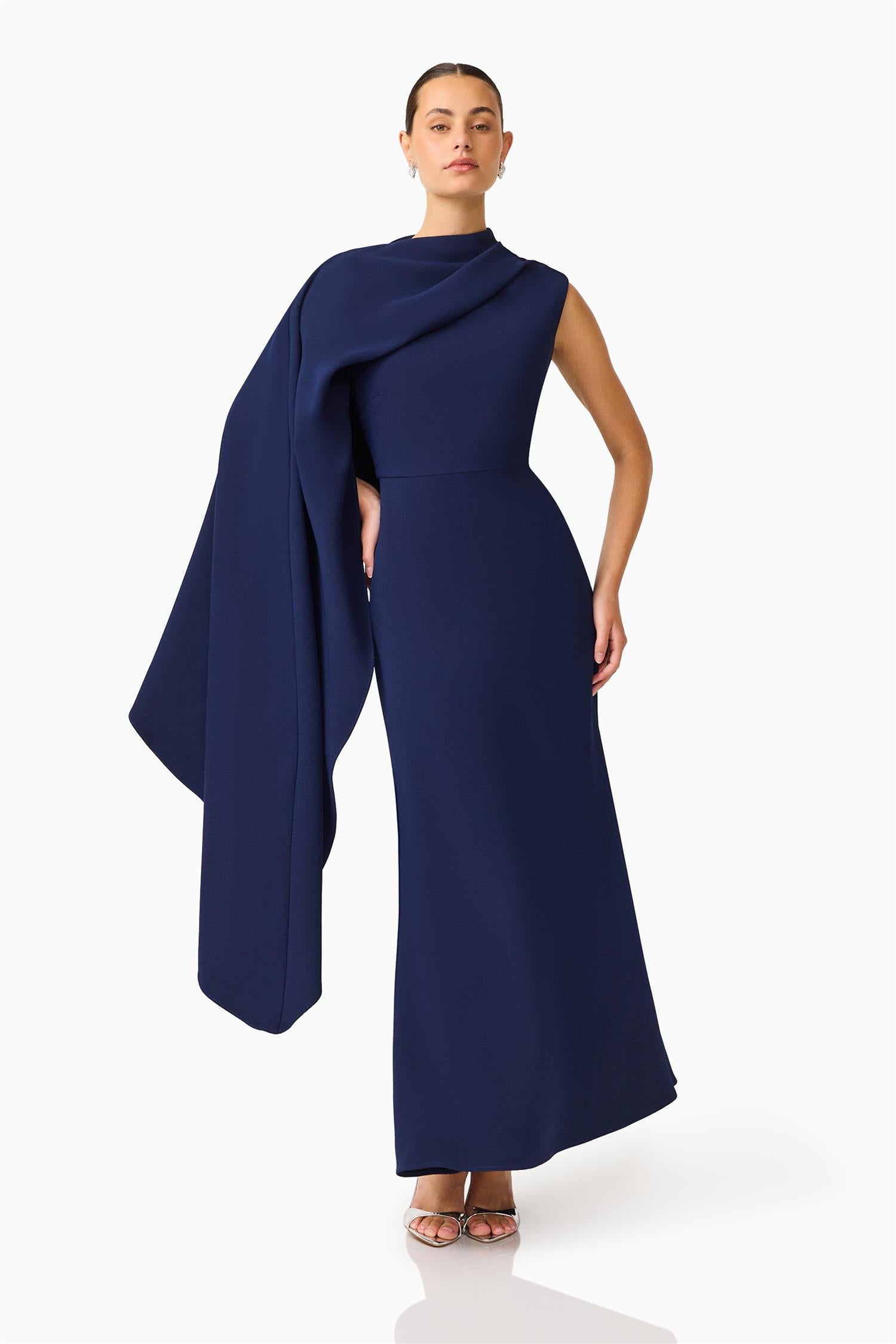 Leonora Asymmetric Cape Dress
