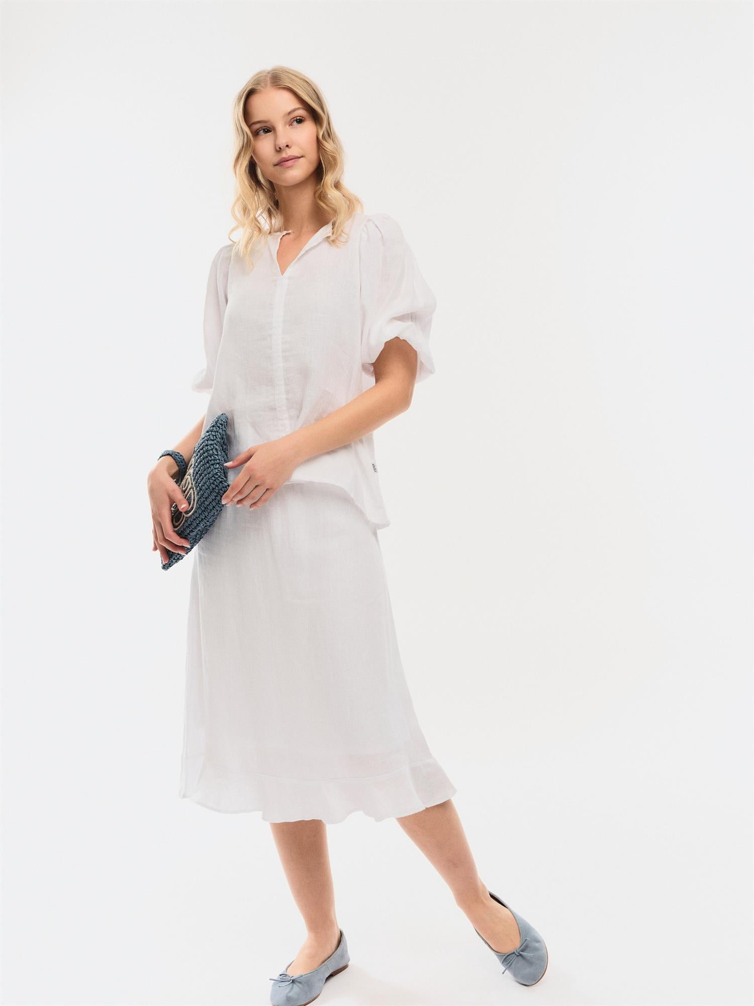 Franca Linen Skirt White