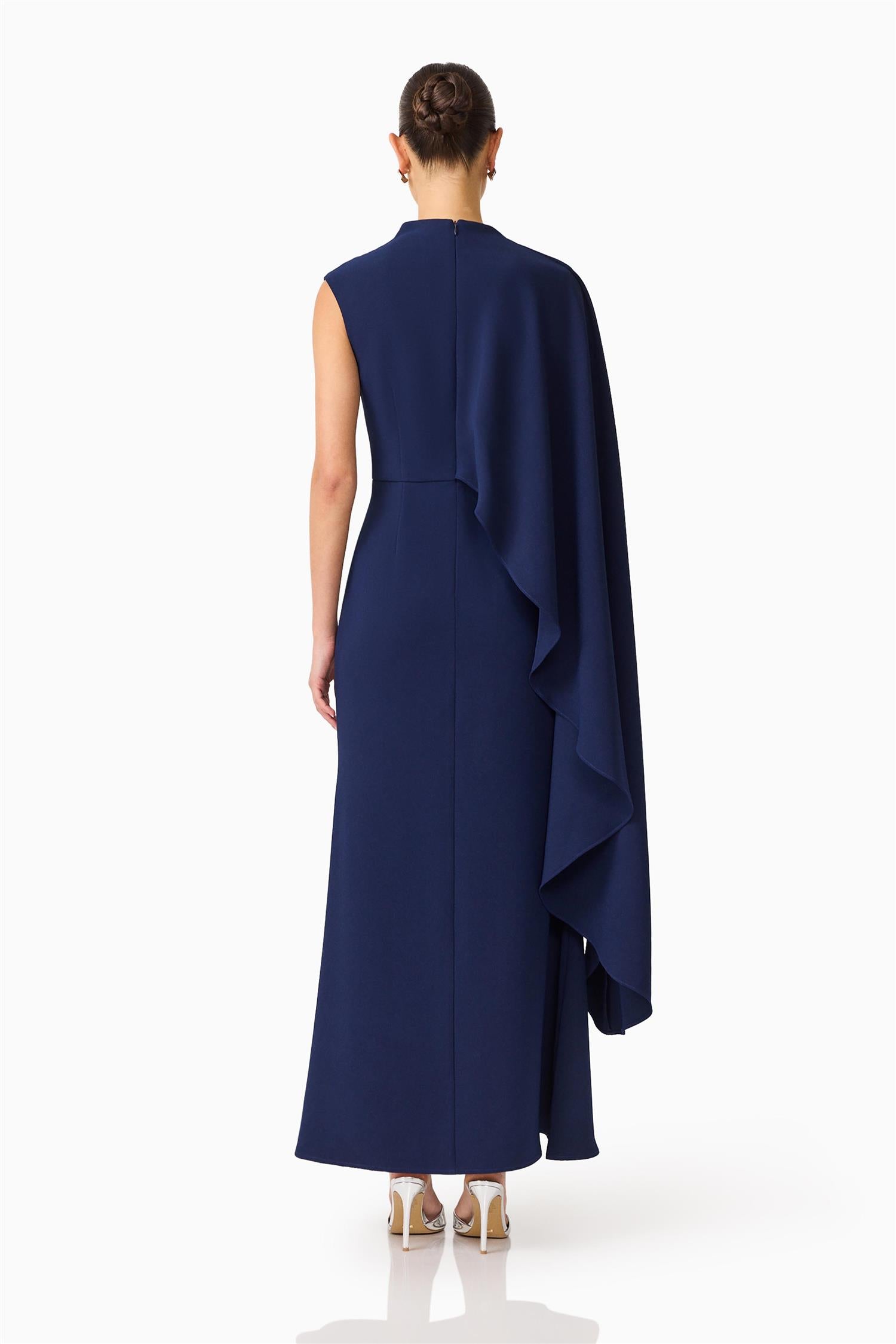 Leonora Asymmetric Cape Dress