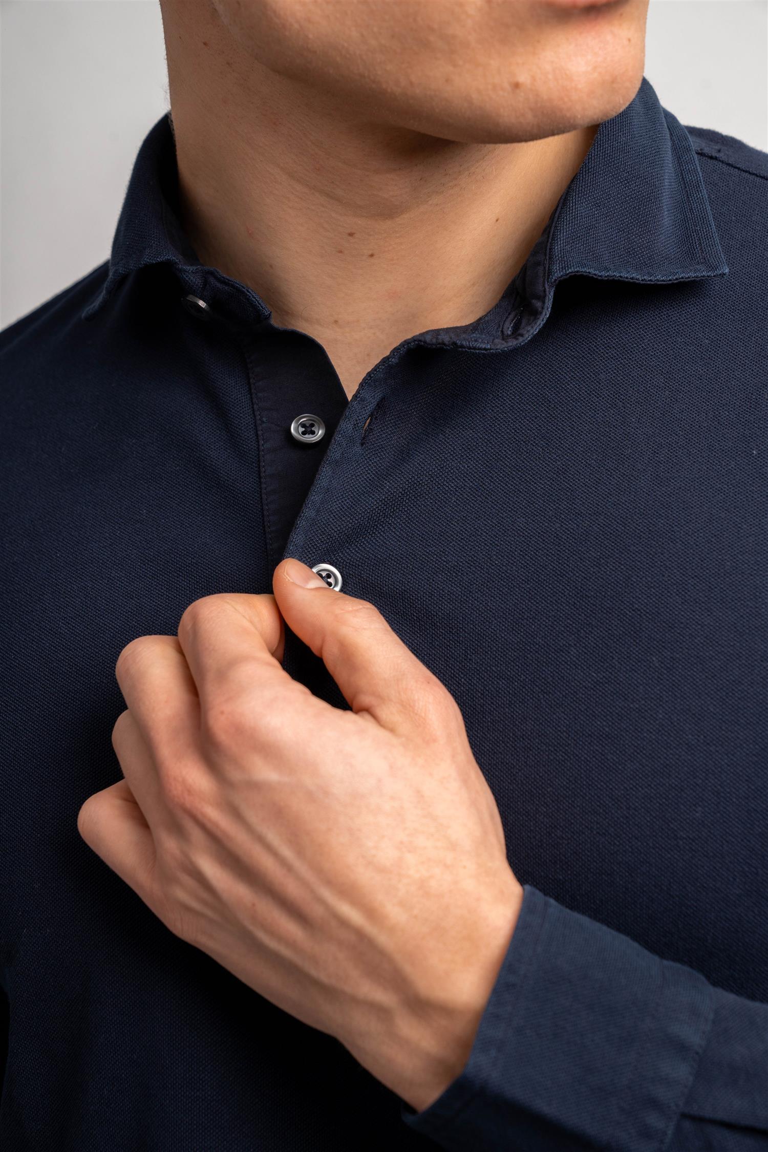 Pique Long Sleeve - Navy