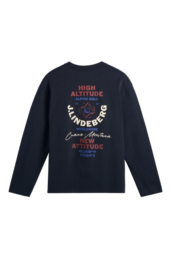 Waksh Ls Print T-Shirt - Navy