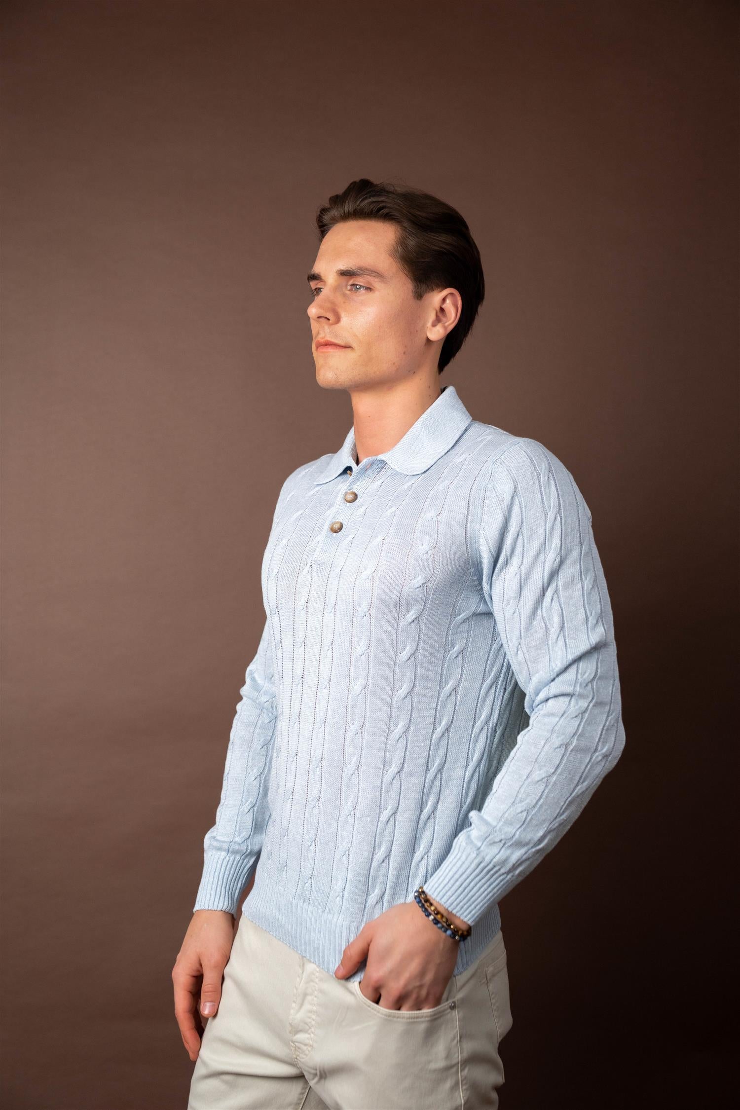 LS Polo Cabel Linen - Lyseblå