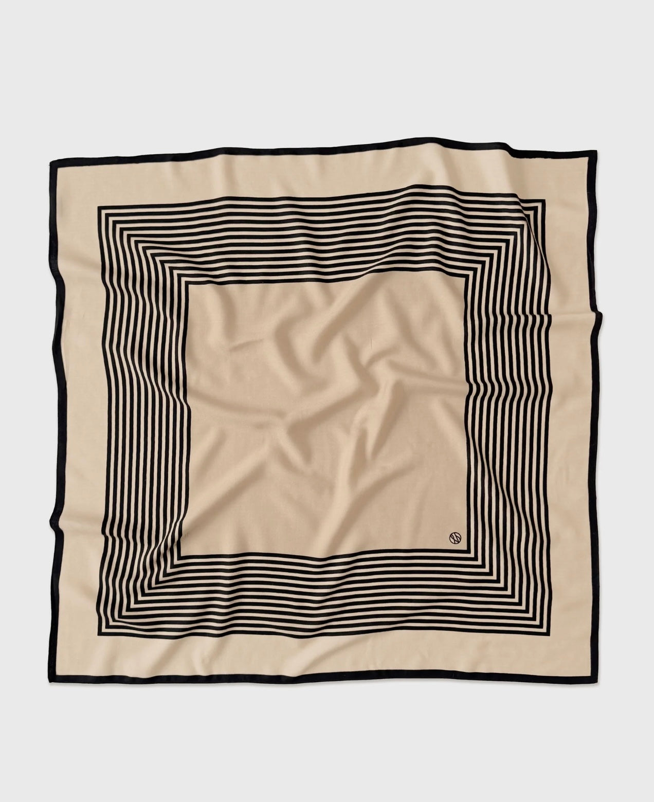 Striped Wool Scarf Sand & Black 90x90