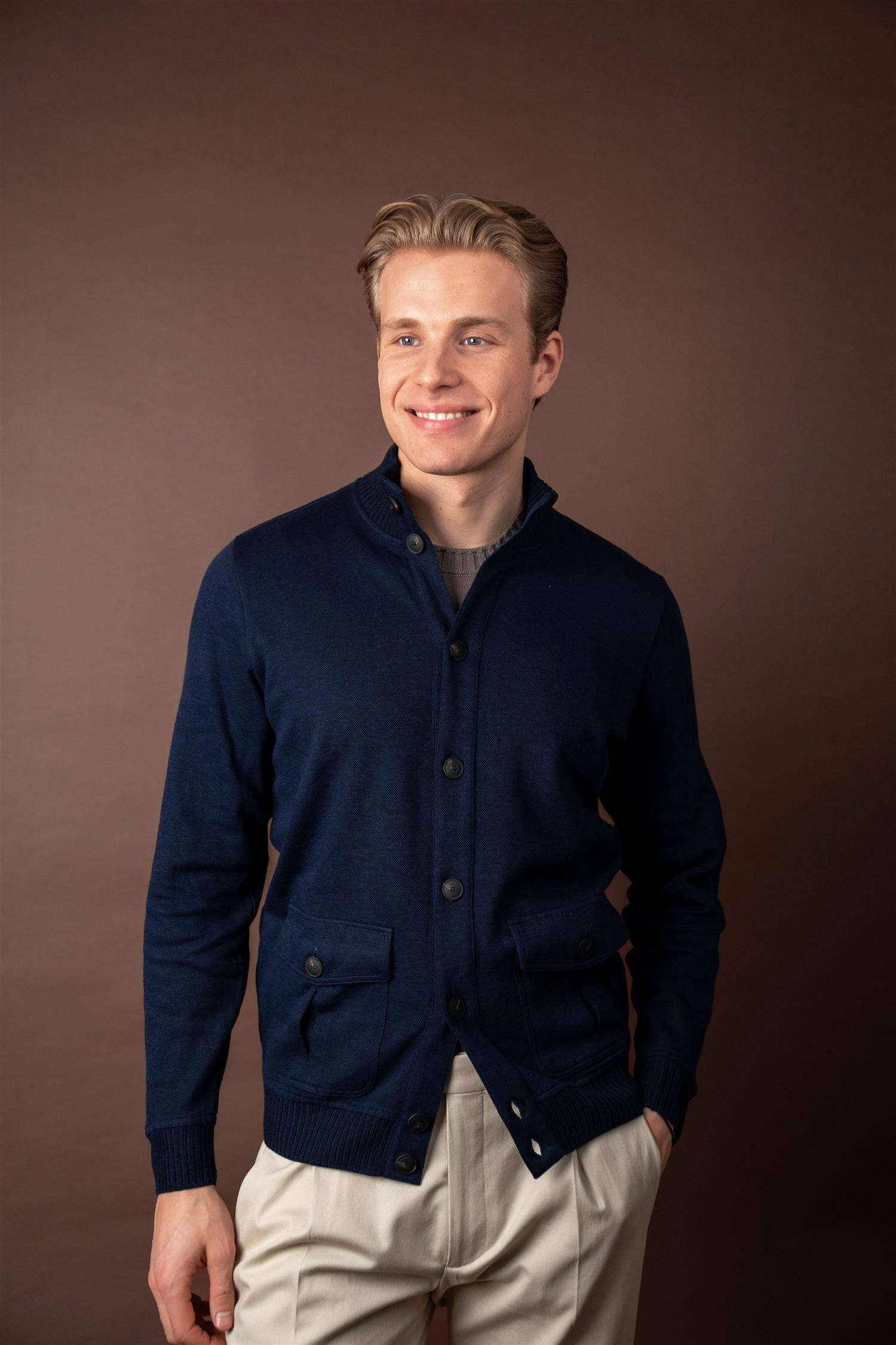 Bomber Cardigan - Navy