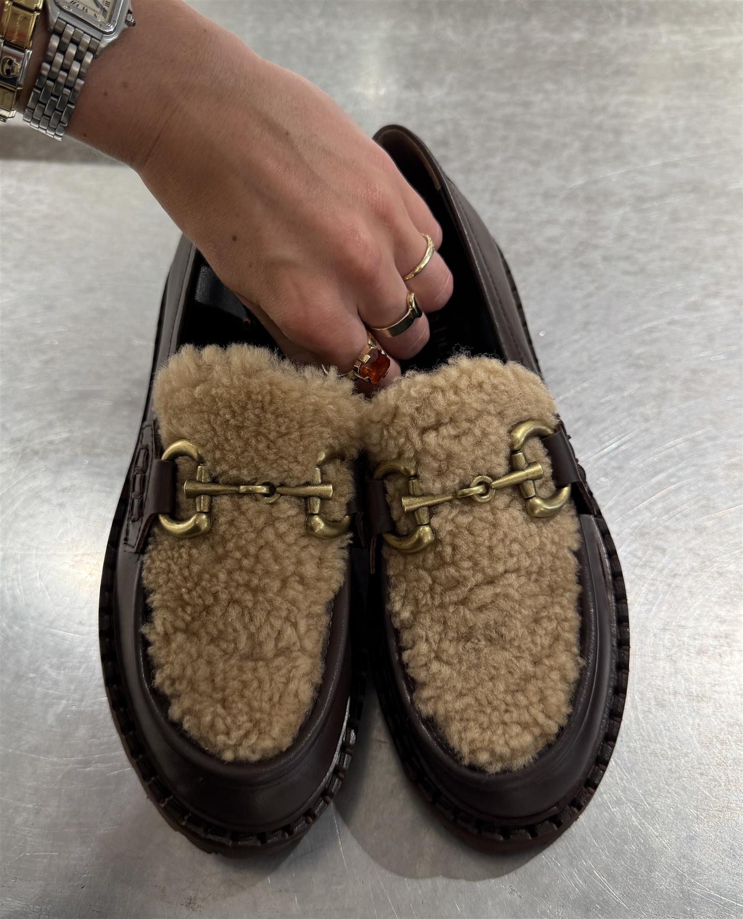 Shearling loafer beige/brown