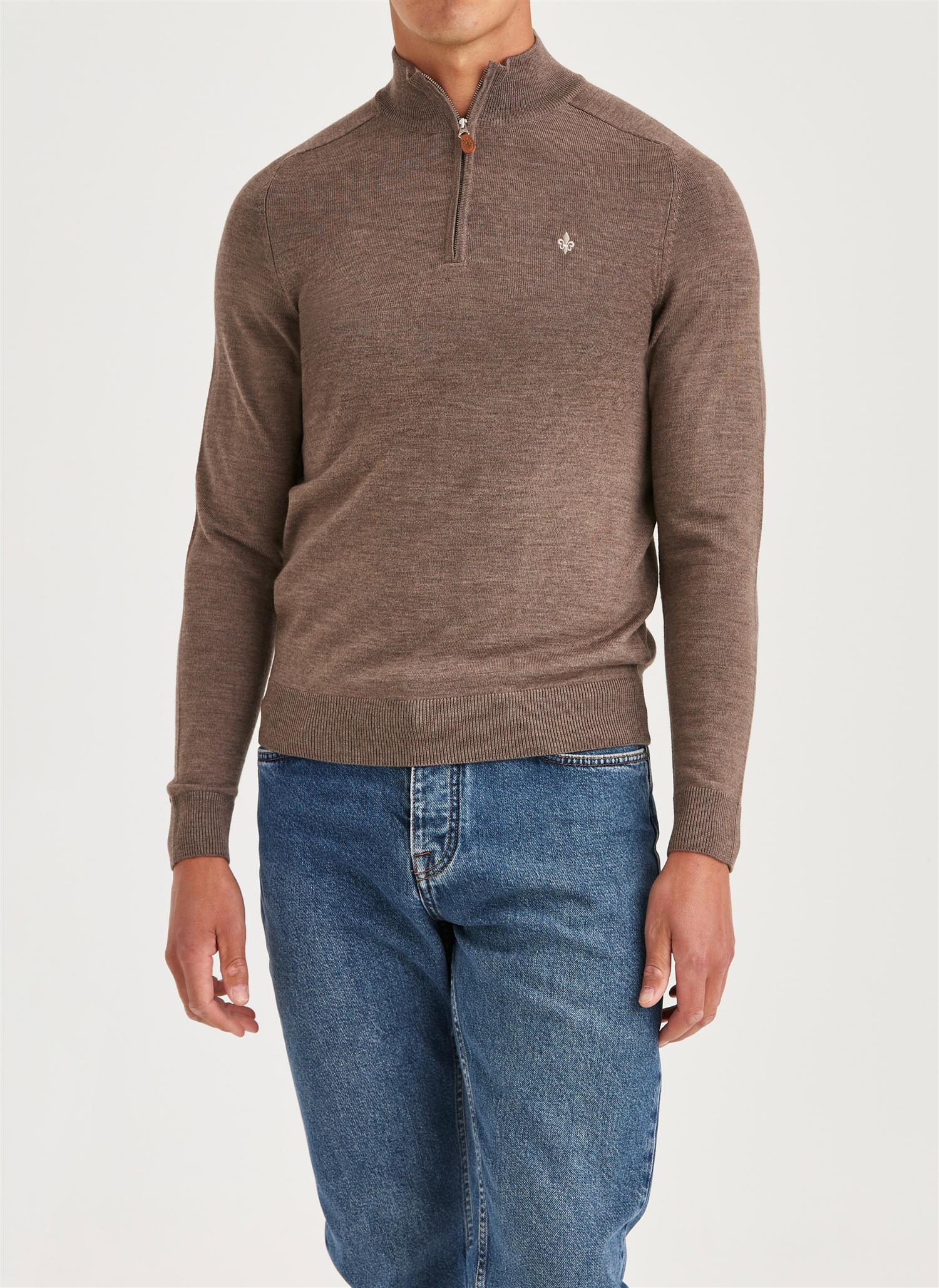 Merino John Zip - Brown